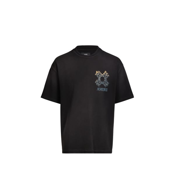 T-shirt droit imprimé en coton Noir XL Male