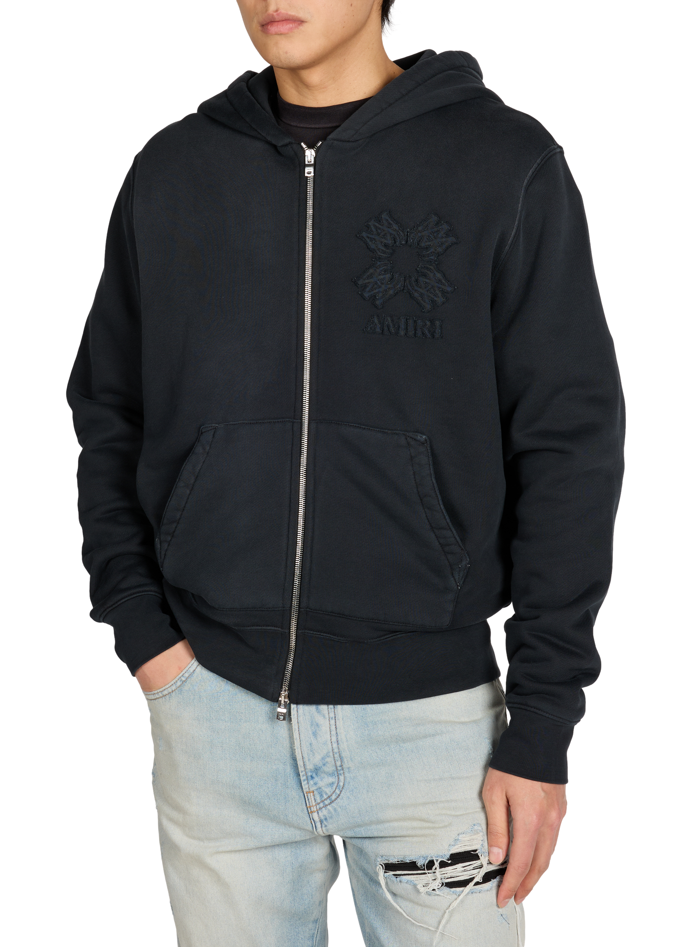 Straight zip-up Quad sweatshirt in cotton AMIRI Black