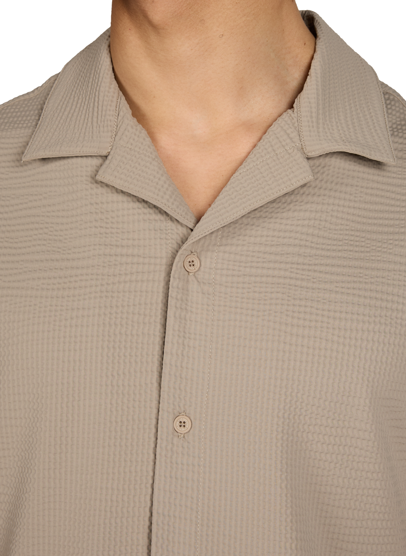 Chemise col tailleur à manches courtes 1789 CALA Beige