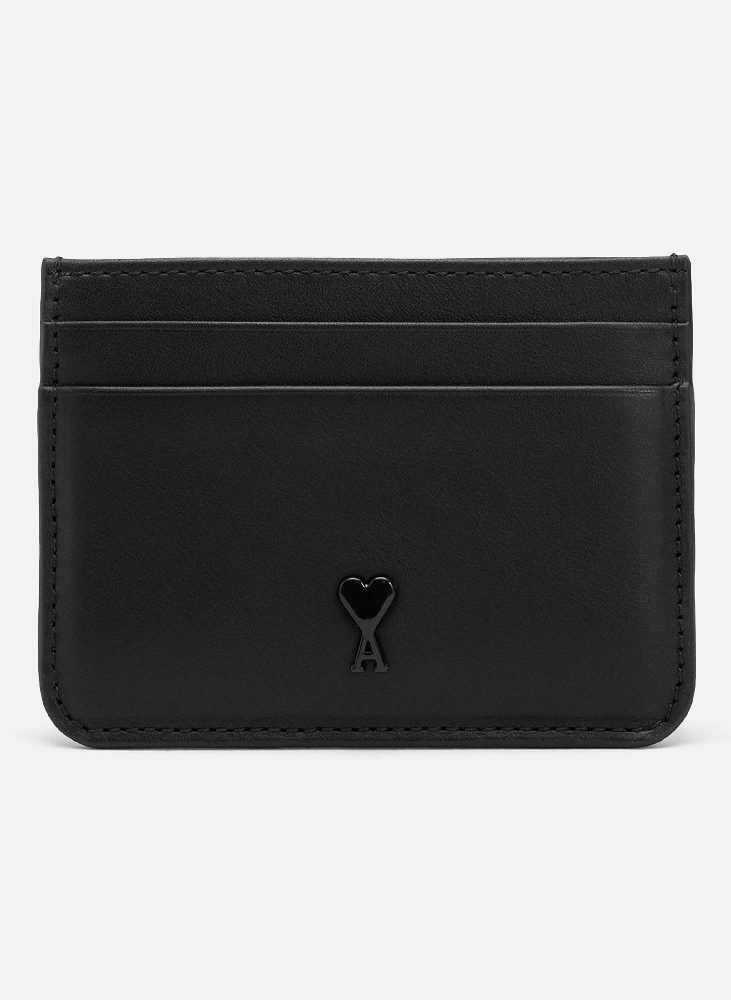 Porte Cartes Ami De Coeur En Cuir Lisse unisexe AMI PARIS Noir