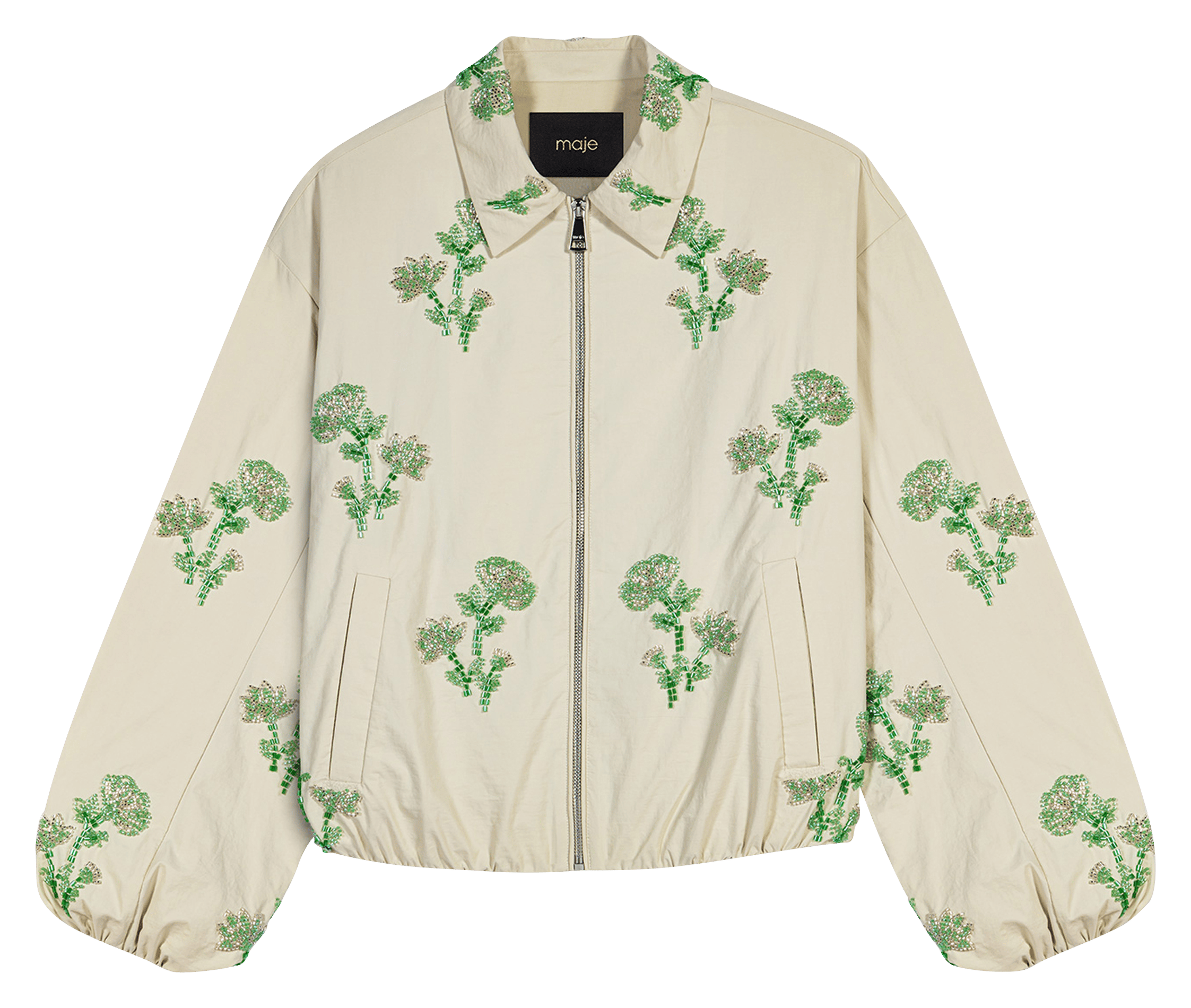 Veste droite col classique imprimée MAJE Beige