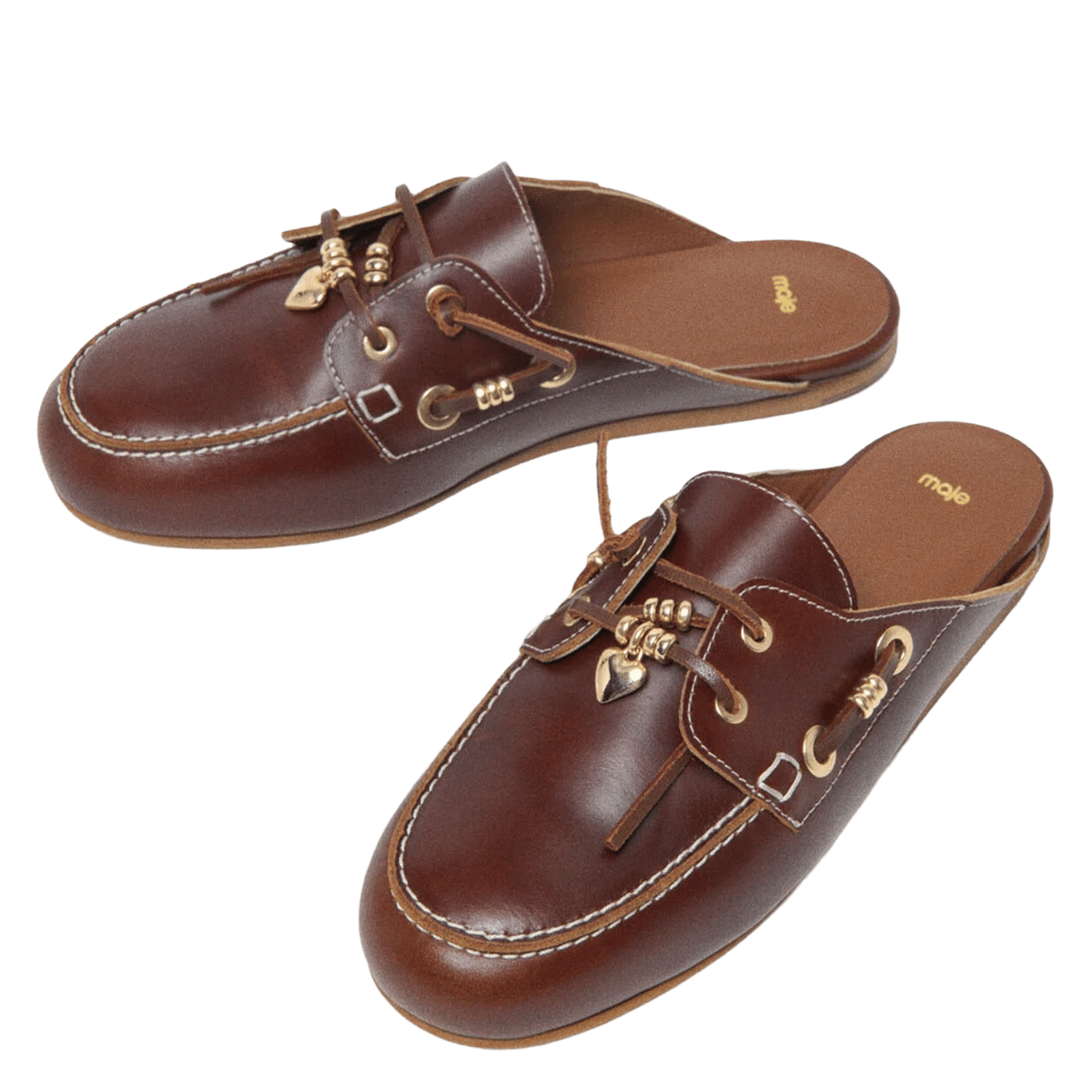 Mules plates en cuir MAJE Marron