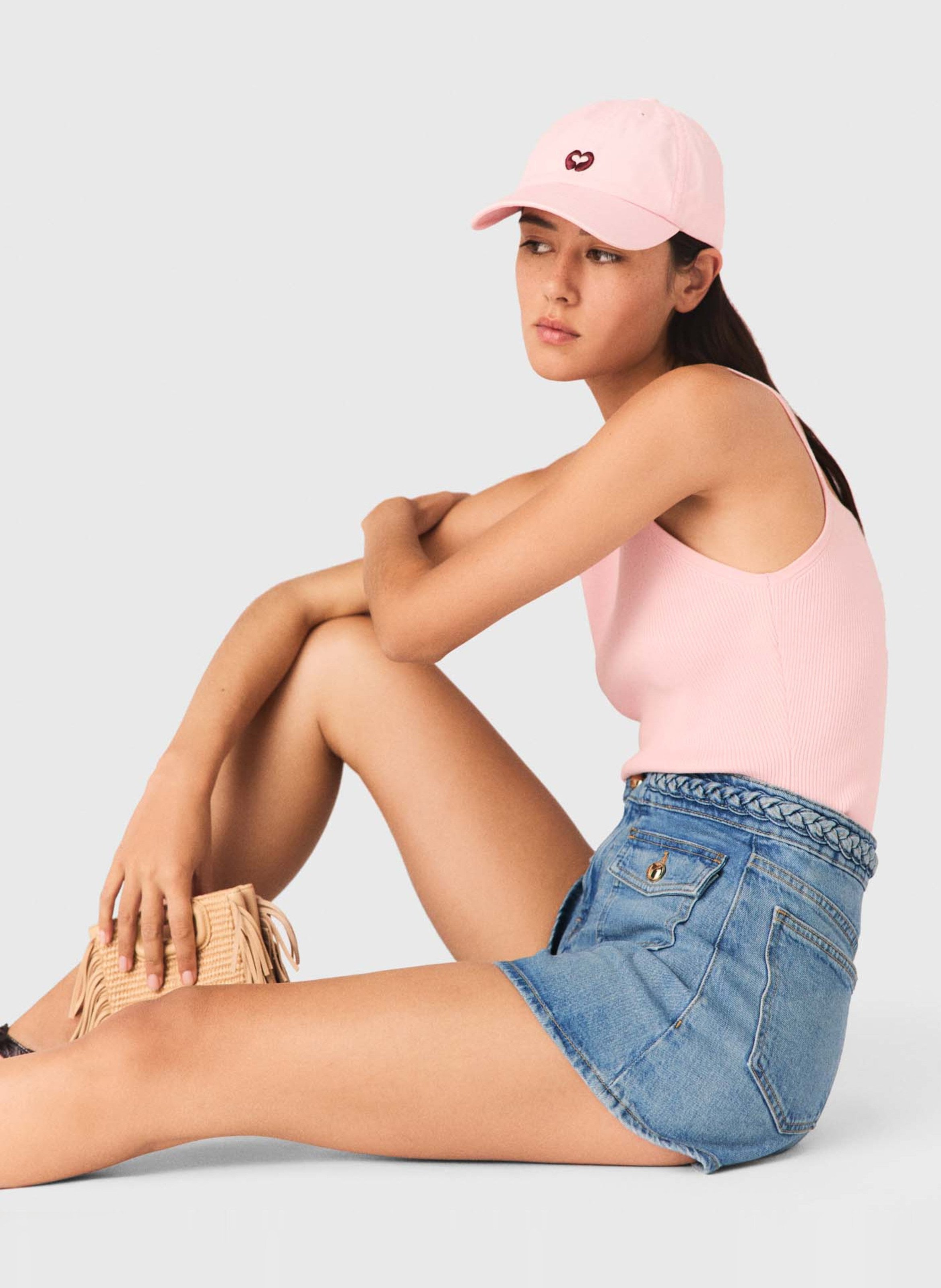 Short en jean droit en coton mélangé MAJE Bleu