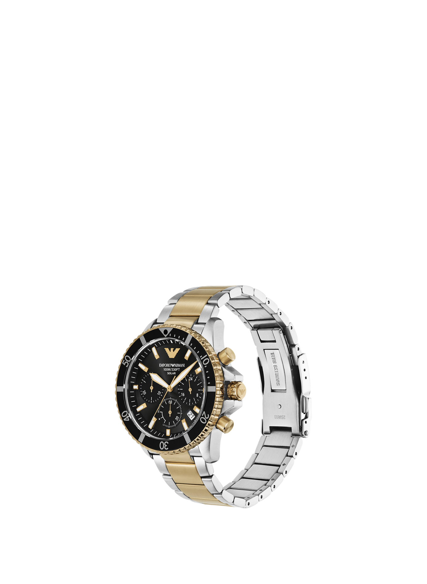 Montre quartz World Explorer en acier inoxydable ARMANI MONTRES Noir