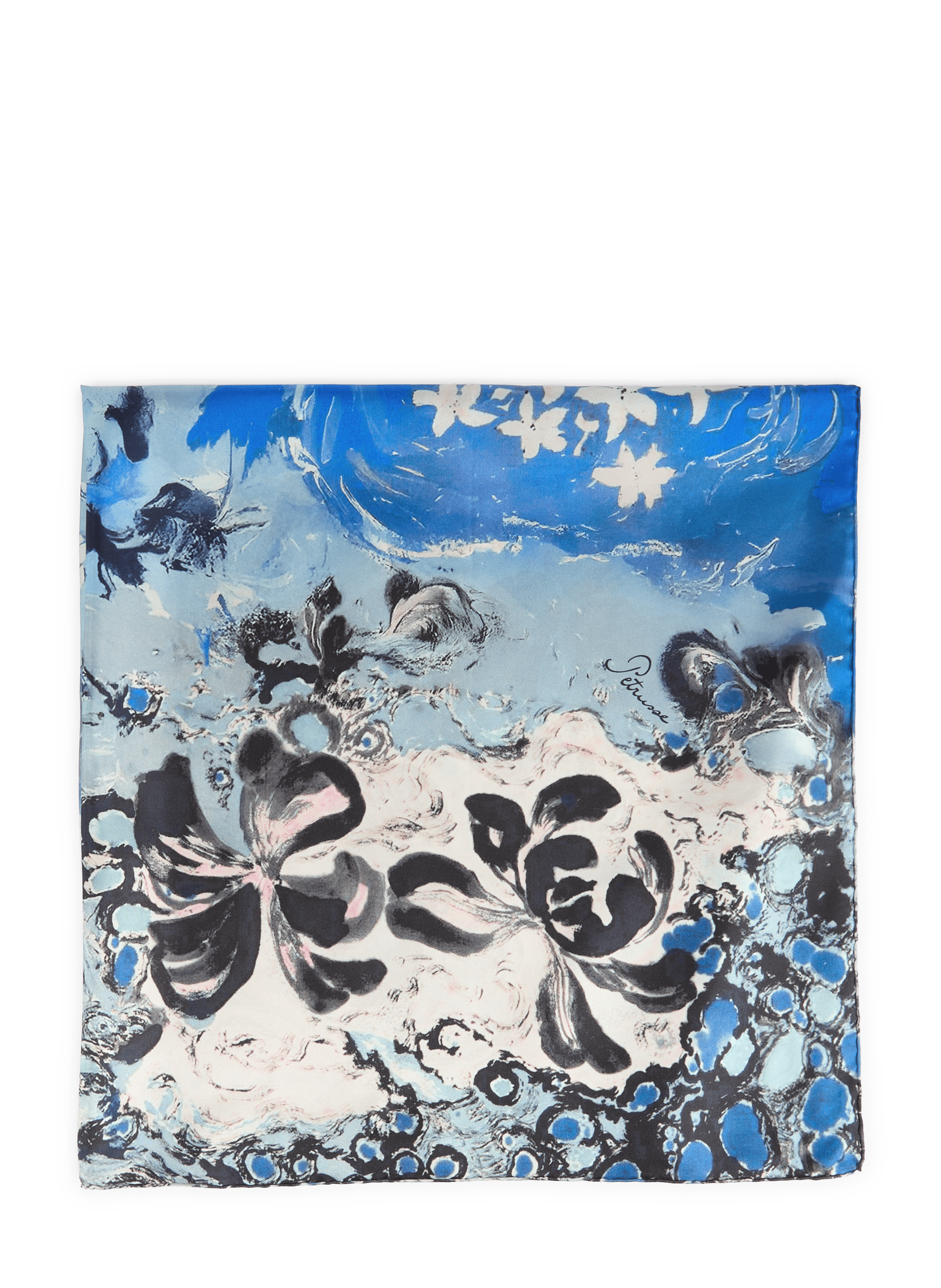 Silk square scarf PETRUSSE Blue