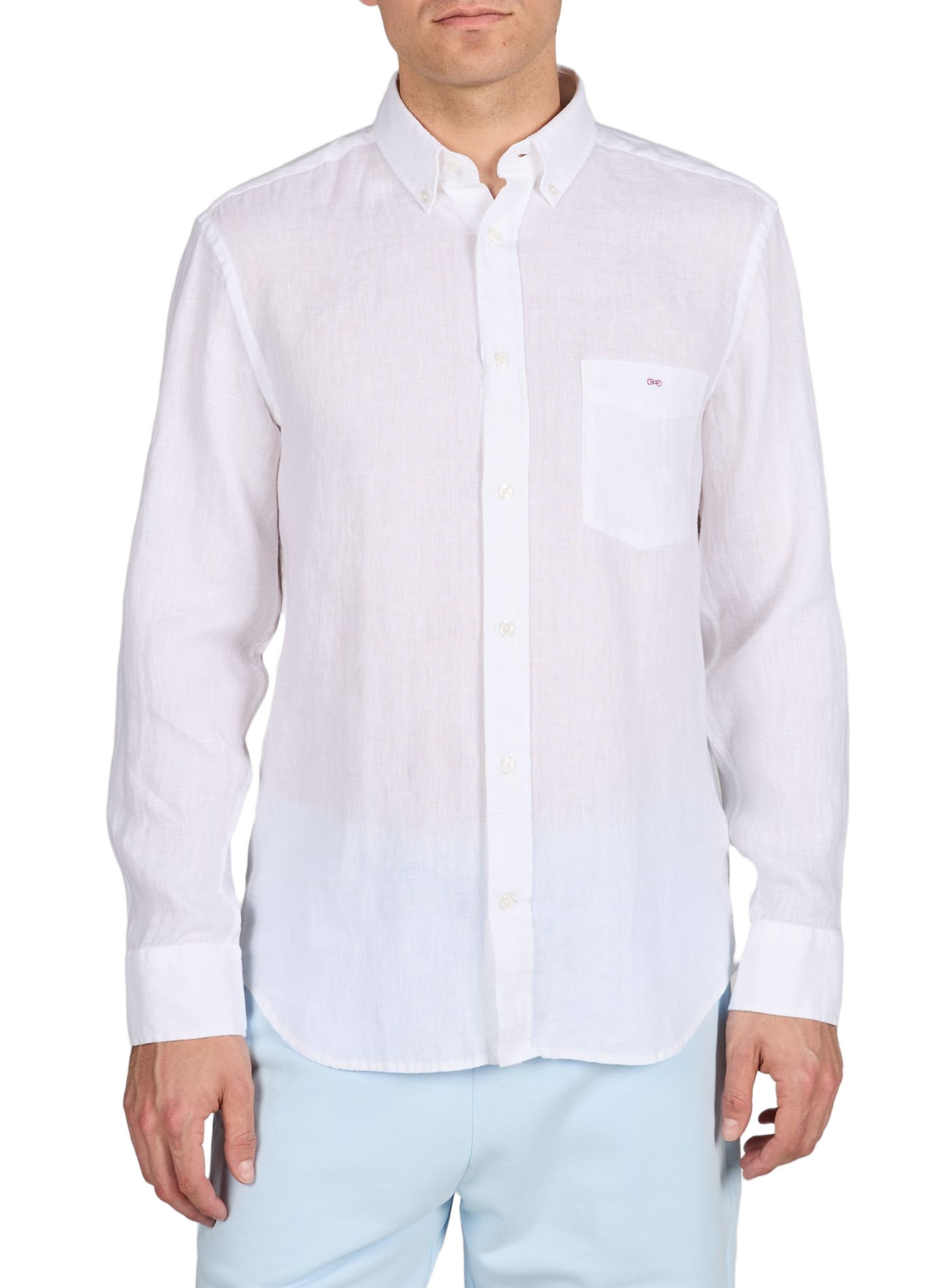 Chemise droite à logo en lin EDEN PARK Blanc