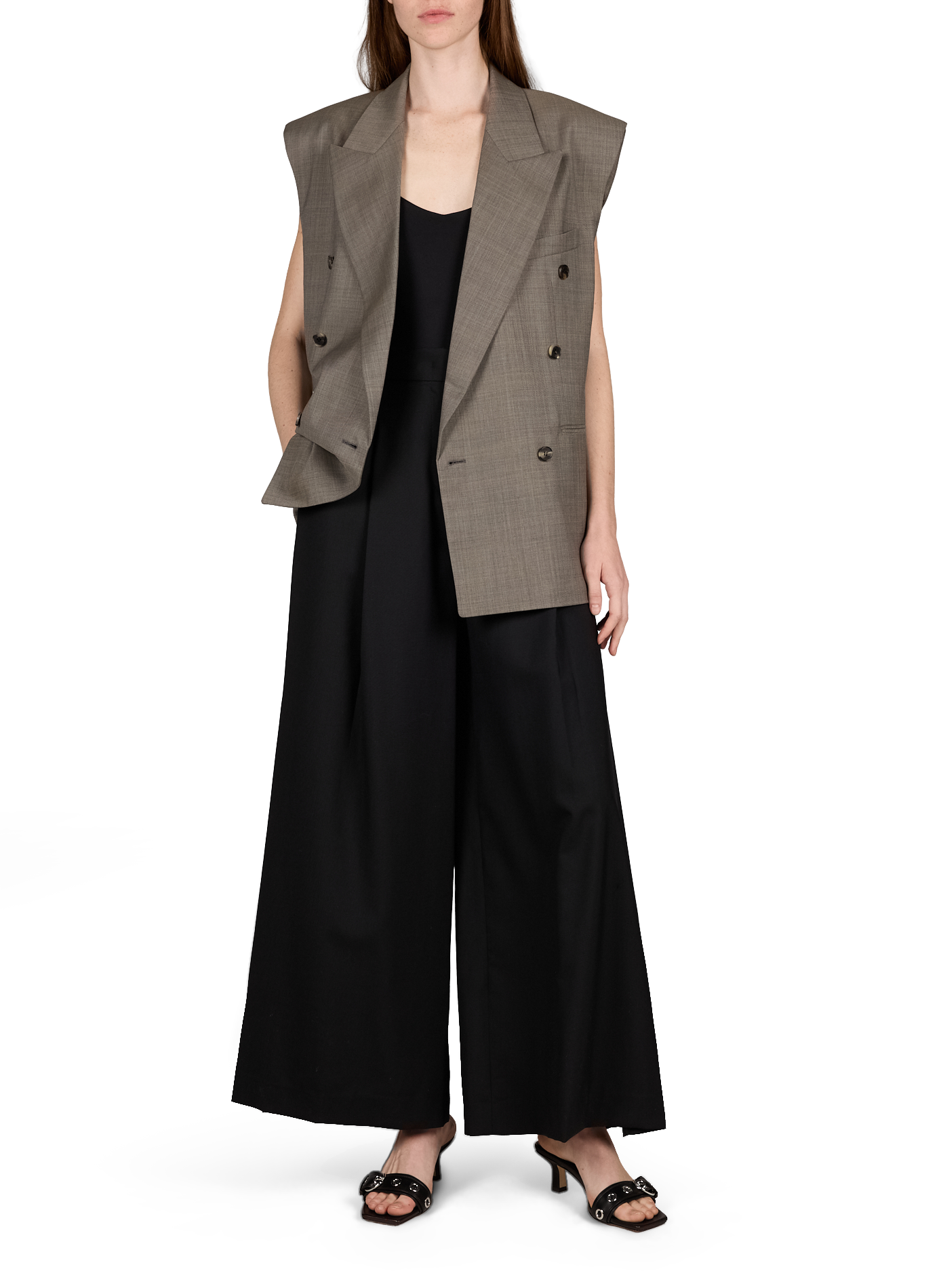 Pantalón Matian con pliegues de lana R2W Negro