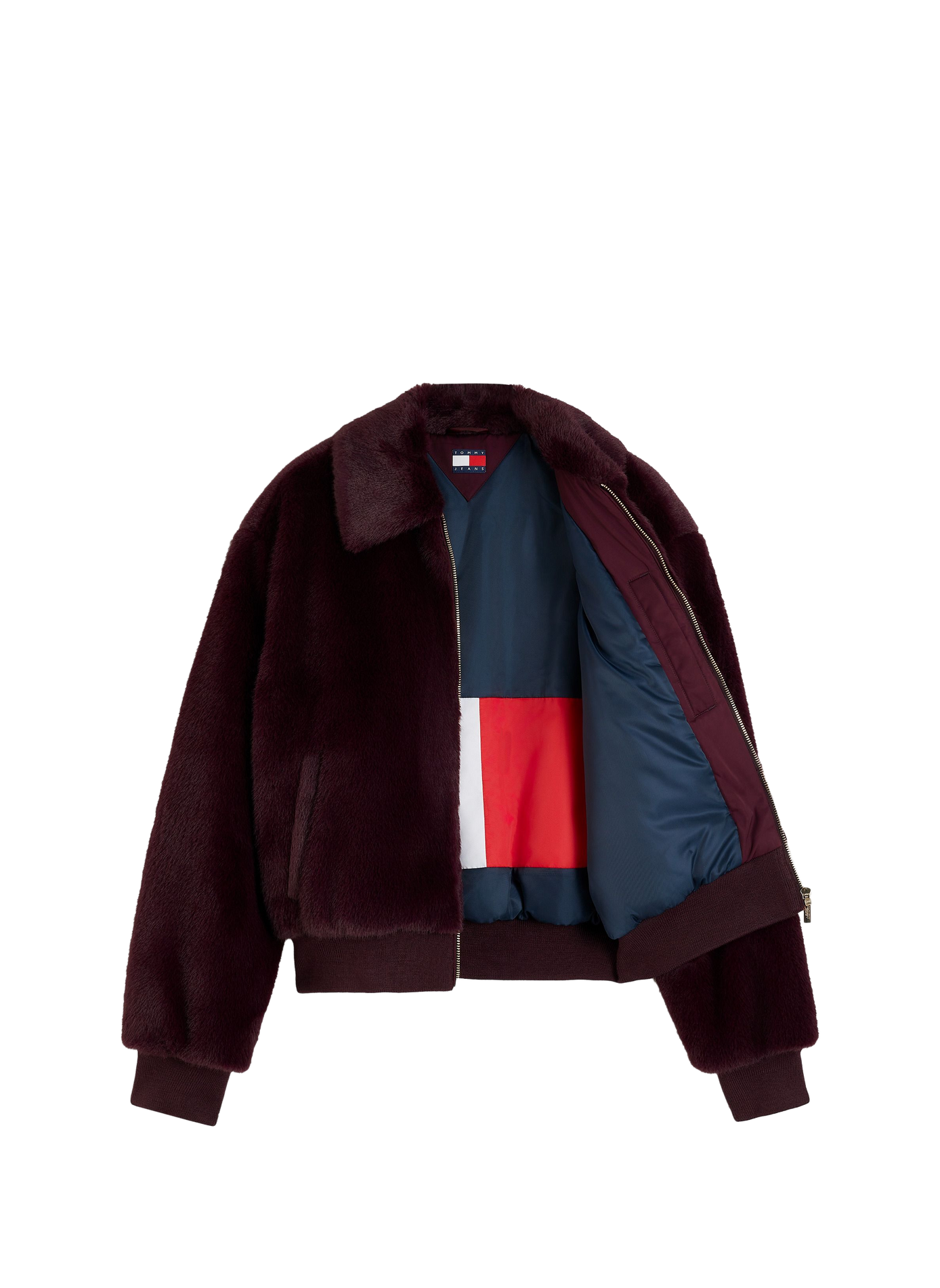 Gerade geschnittene Jacke aus Kunstpelz TOMMY HILFIGER Rot