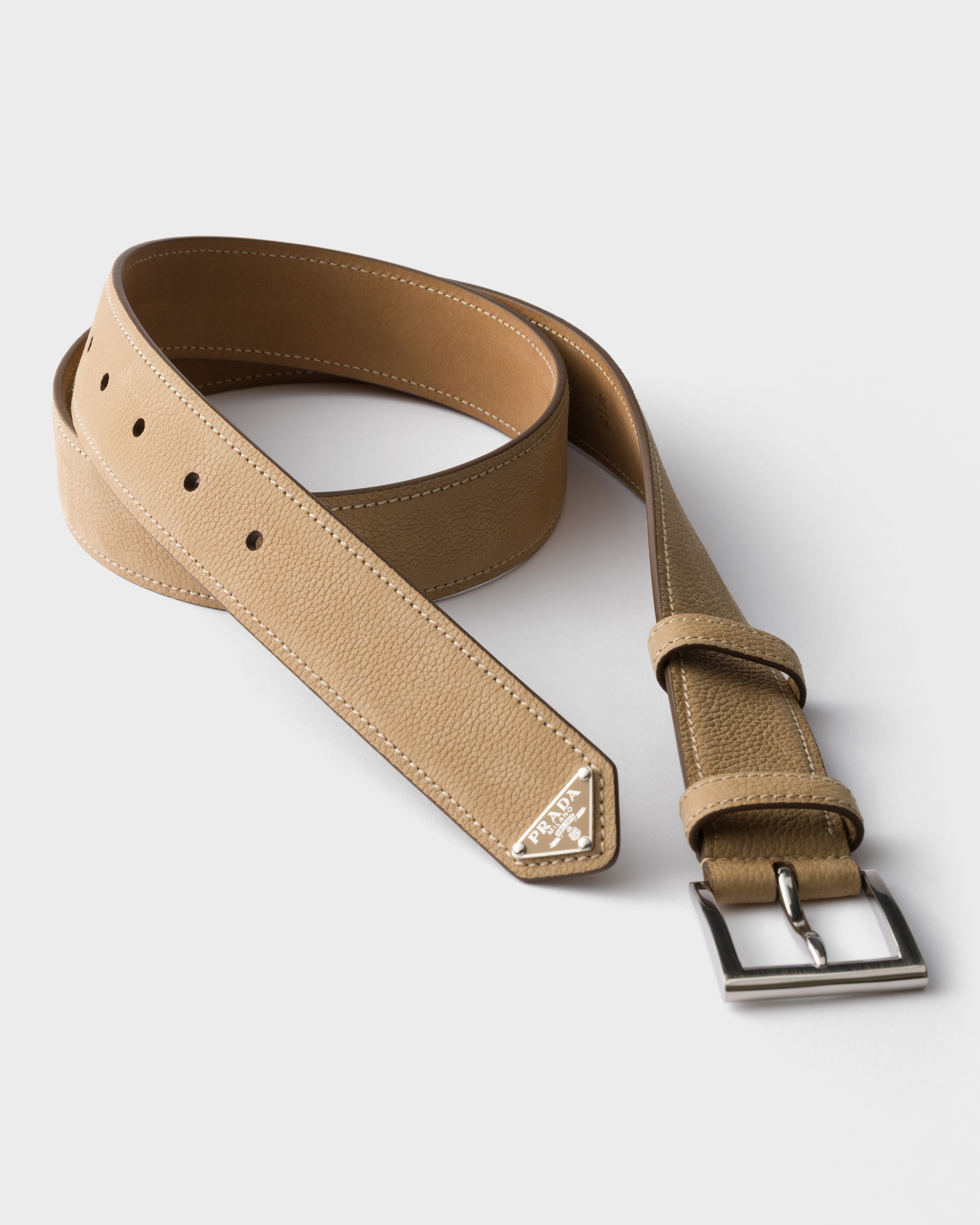 Ceinture en cuir nubuck PRADA Beige