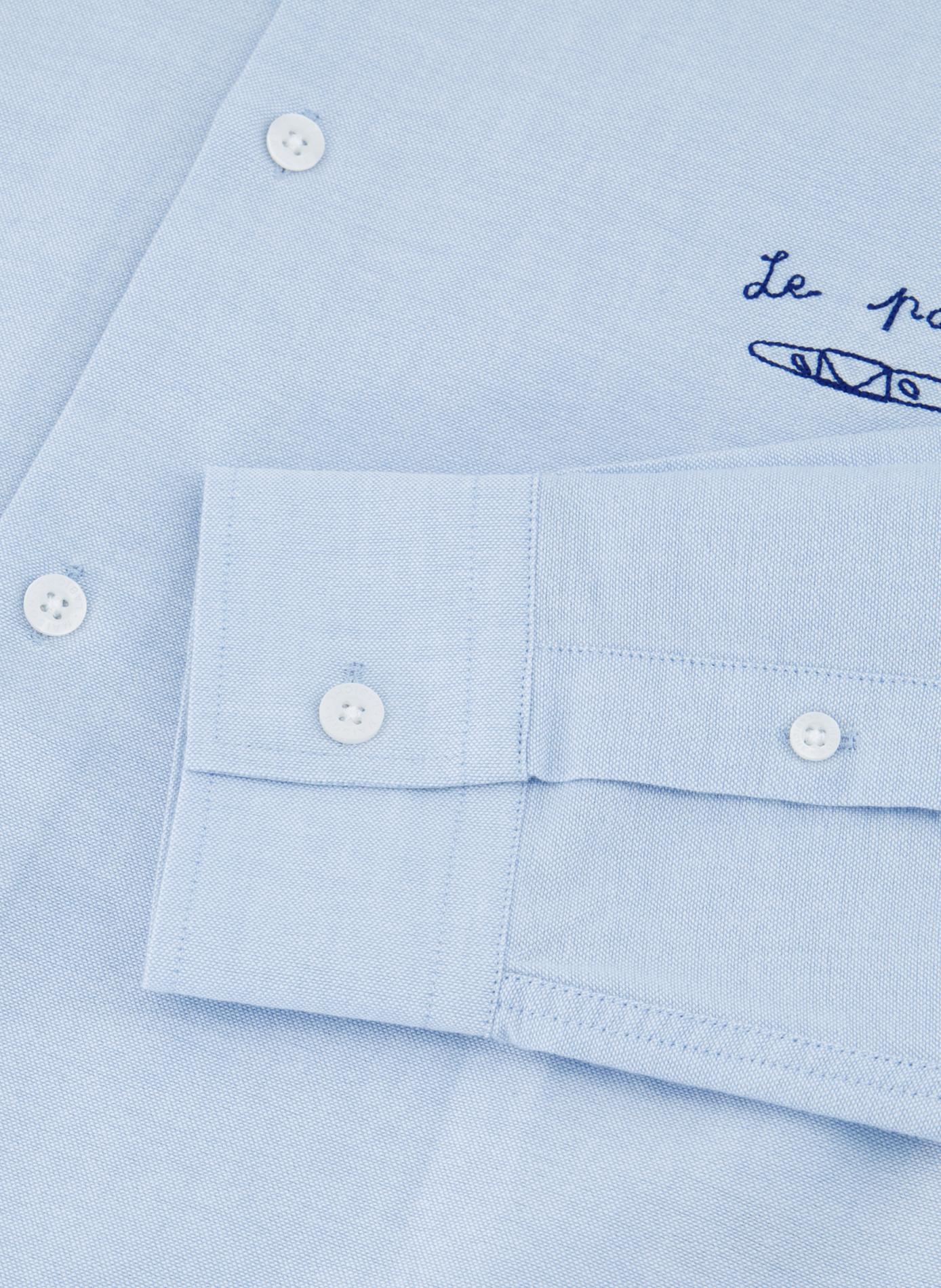 Straight shirt with classic collar in embroidered cotton MAISON LABICHE Blue
