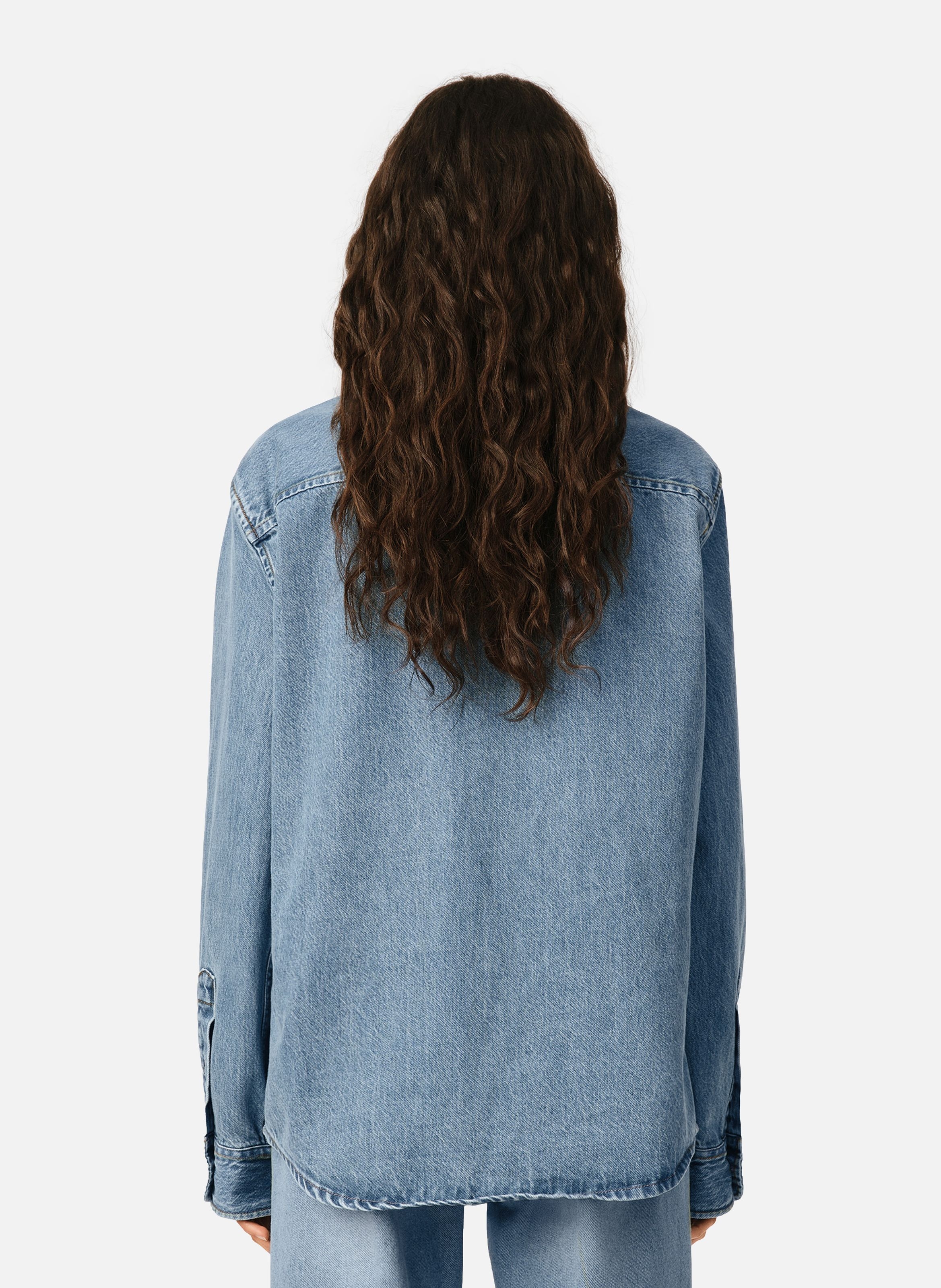 Chemise col boutonné ami de coeur en coton unisexe AMI PARIS Bleu