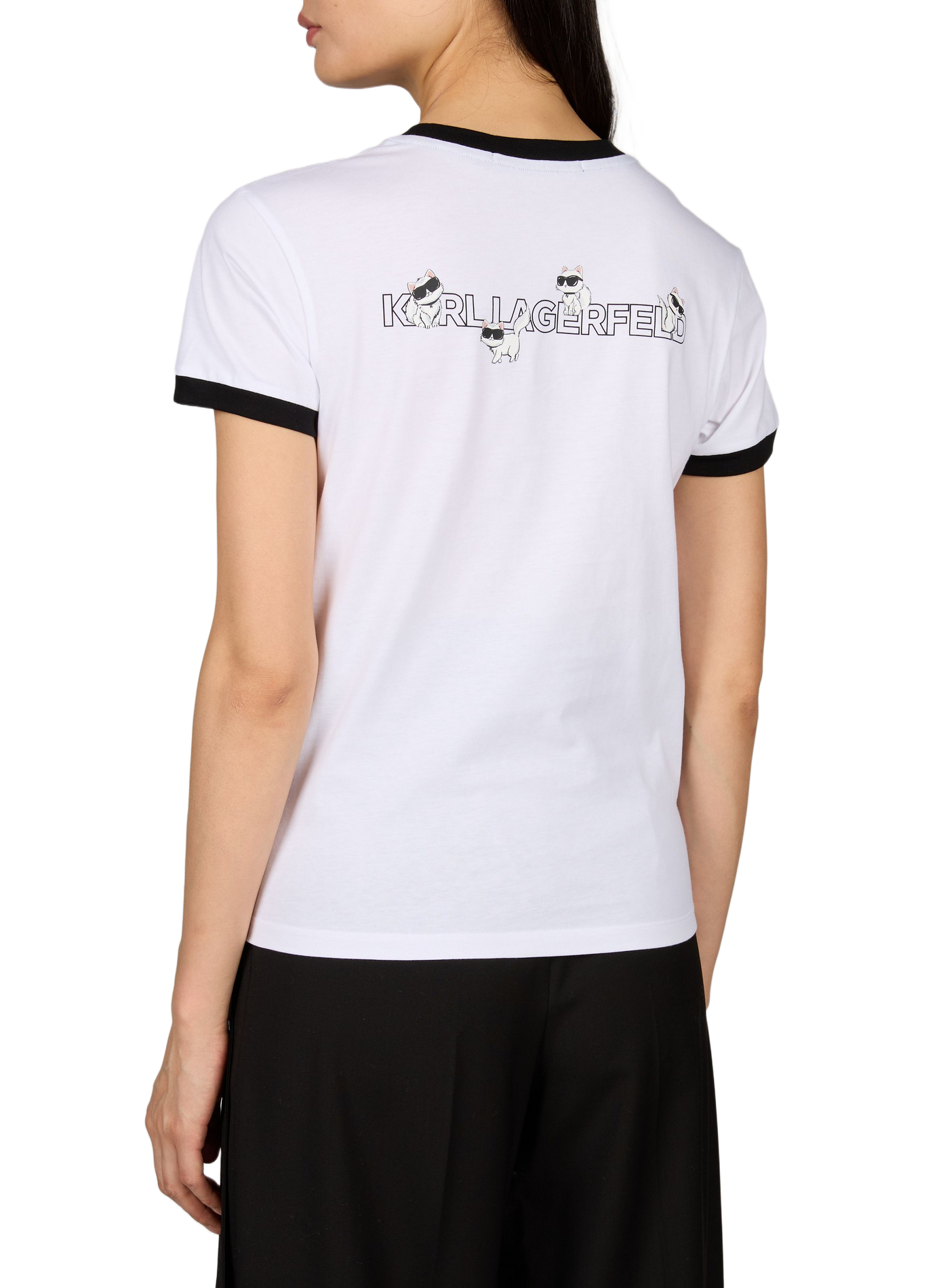 Round neck cotton t-shirt KARL LAGERFELD White