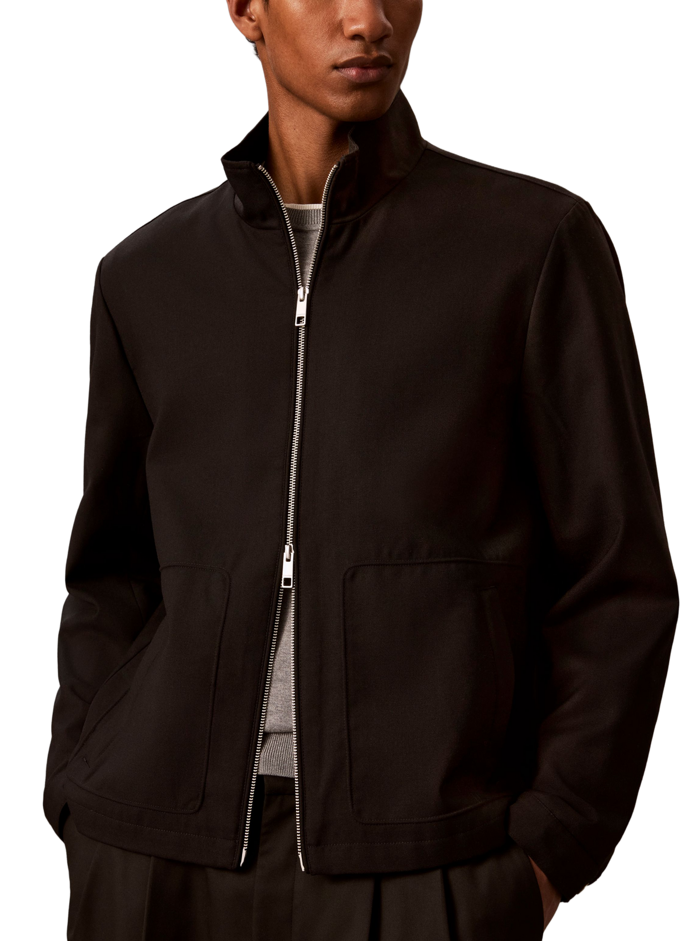 Blouson droit en laine mélangée CALVIN KLEIN Noir