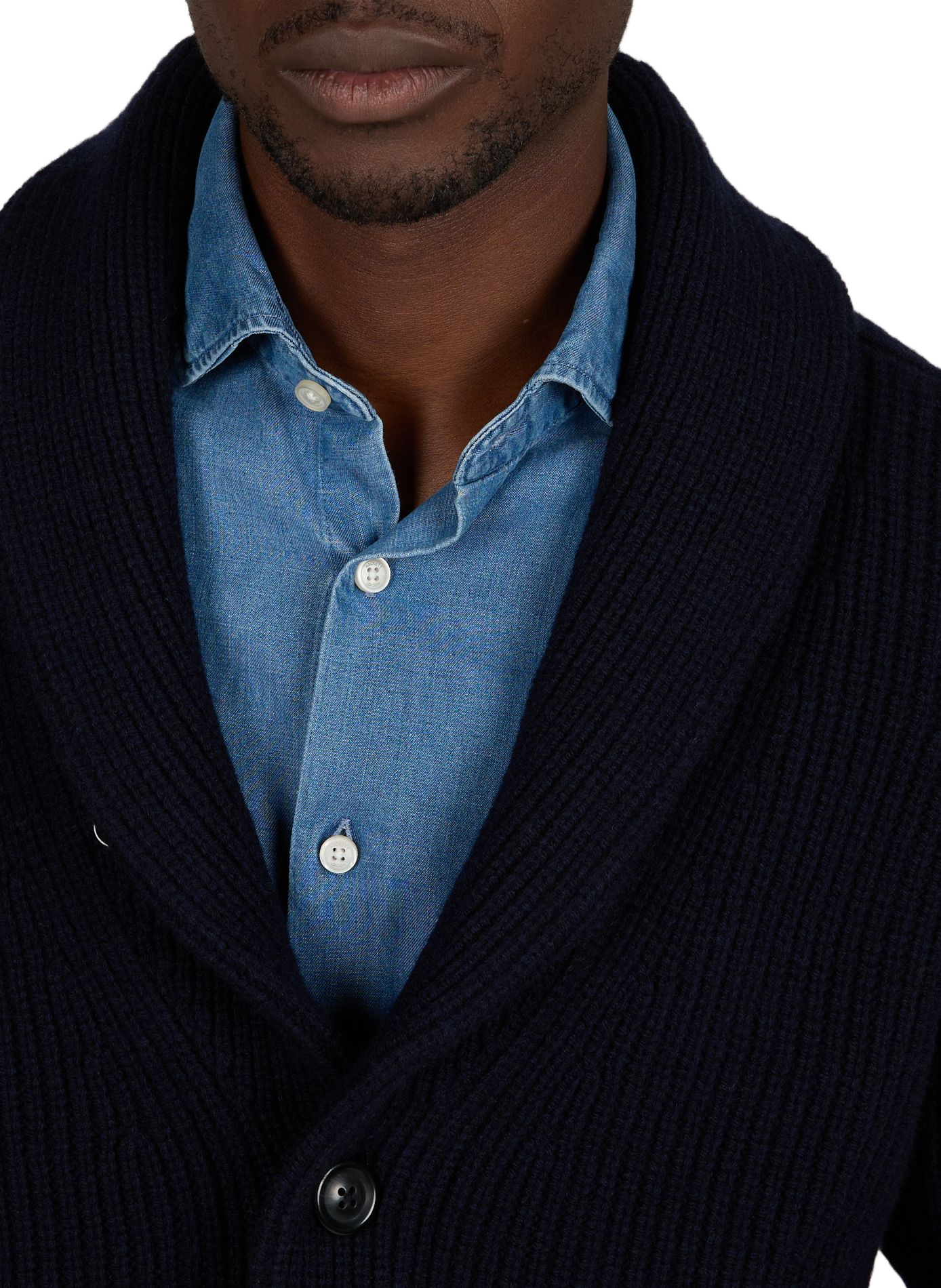 Gebreide wollen mix trui met knoopsluiting GANT Blauw