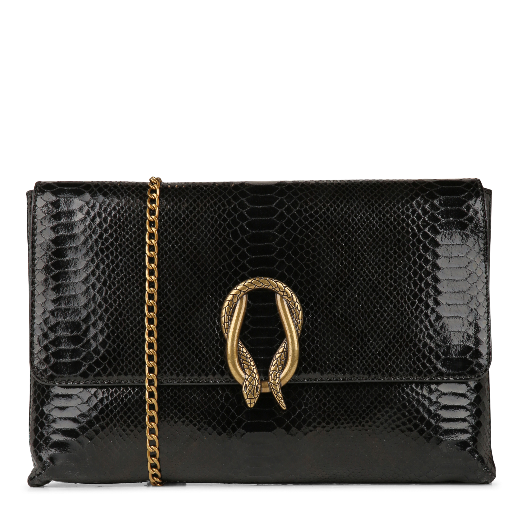 Pochette effet python en cuir leon MAISON 123 Noir
