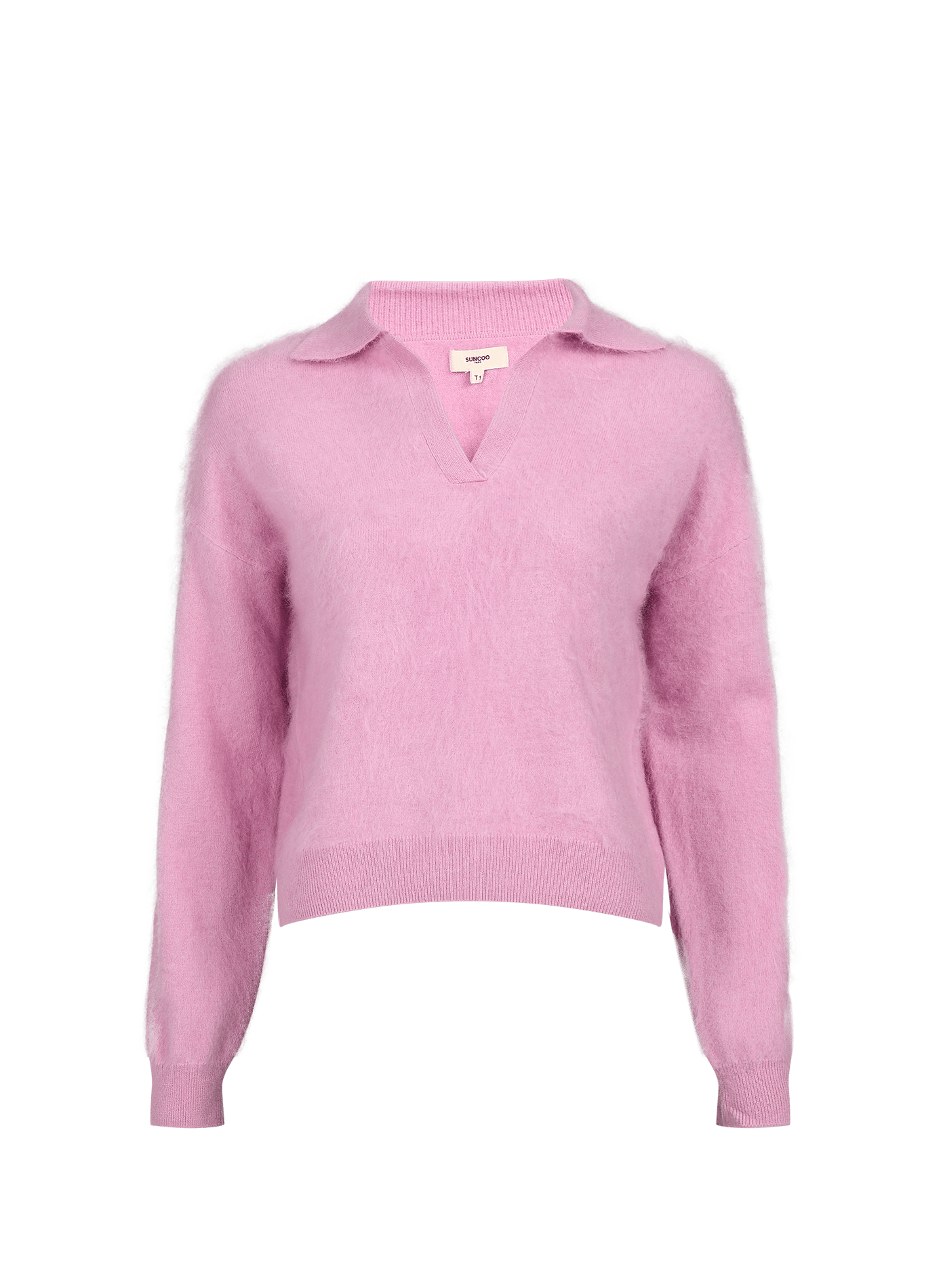 Oversized V-neck jumper in a wool blend SUNCOO Pink