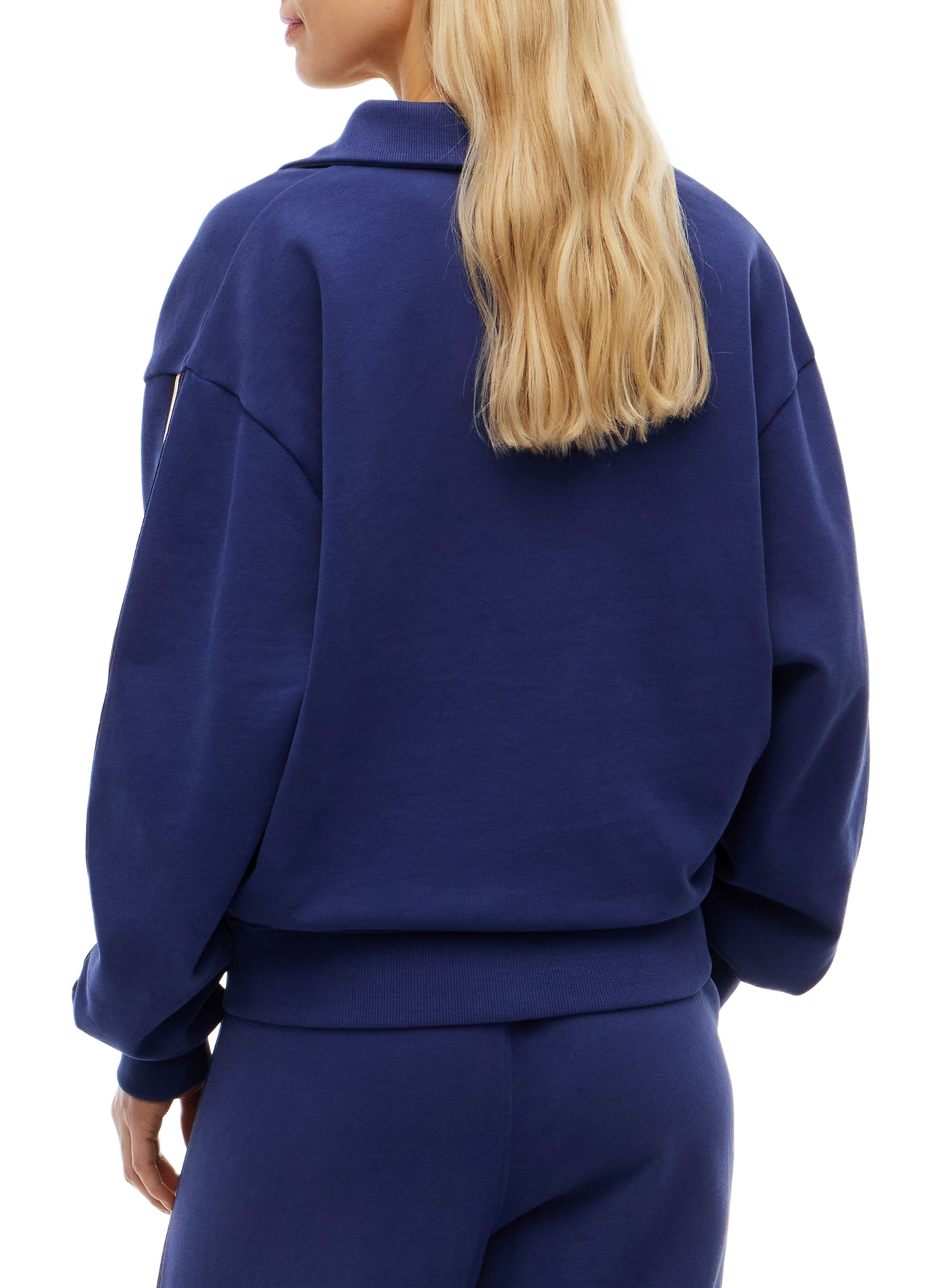 Sweat col ouvert uni en coton TOMMY HILFIGER Blue