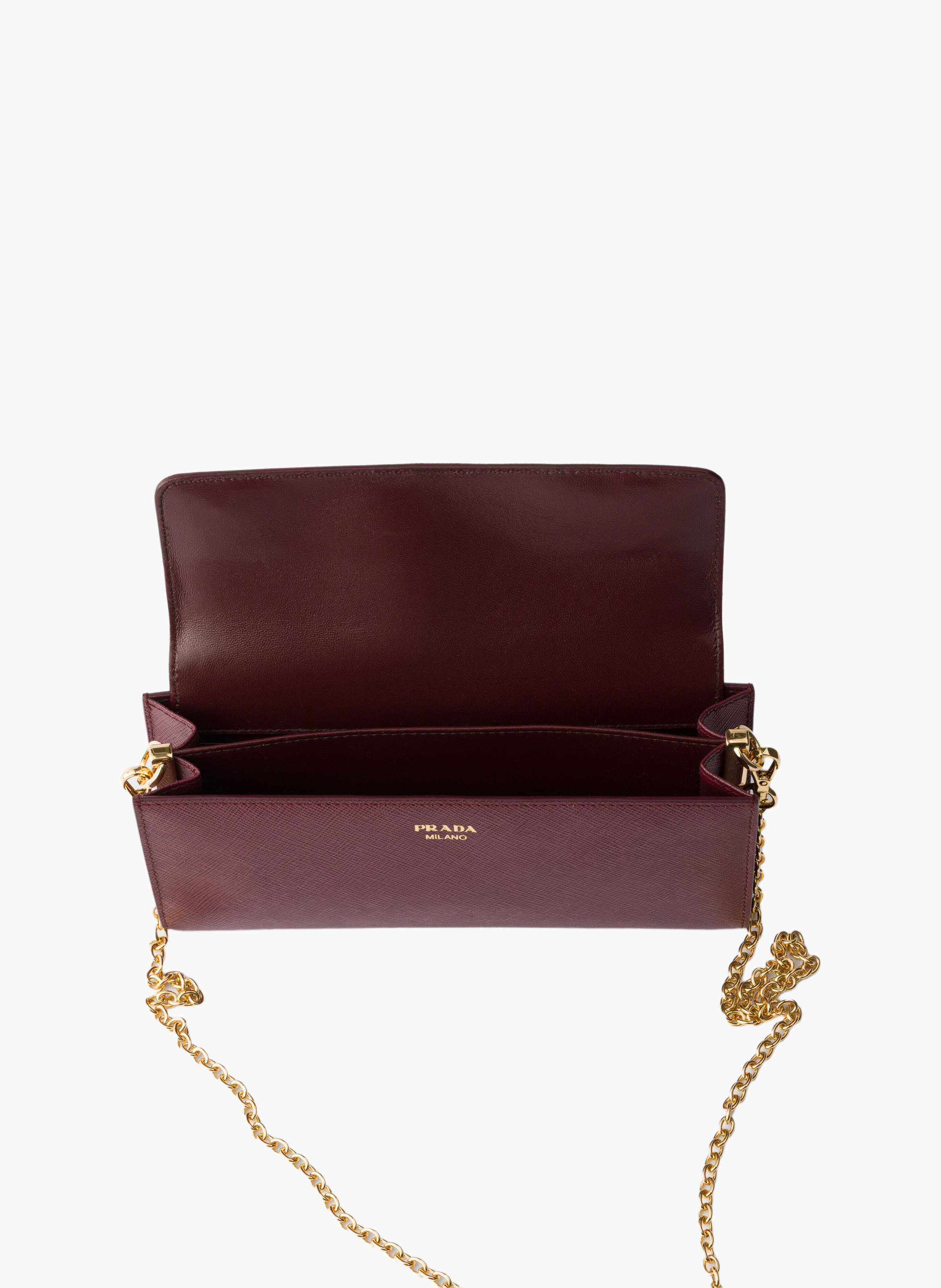 Portefeuille à bandoulière en cuir saffiano PRADA Rouge