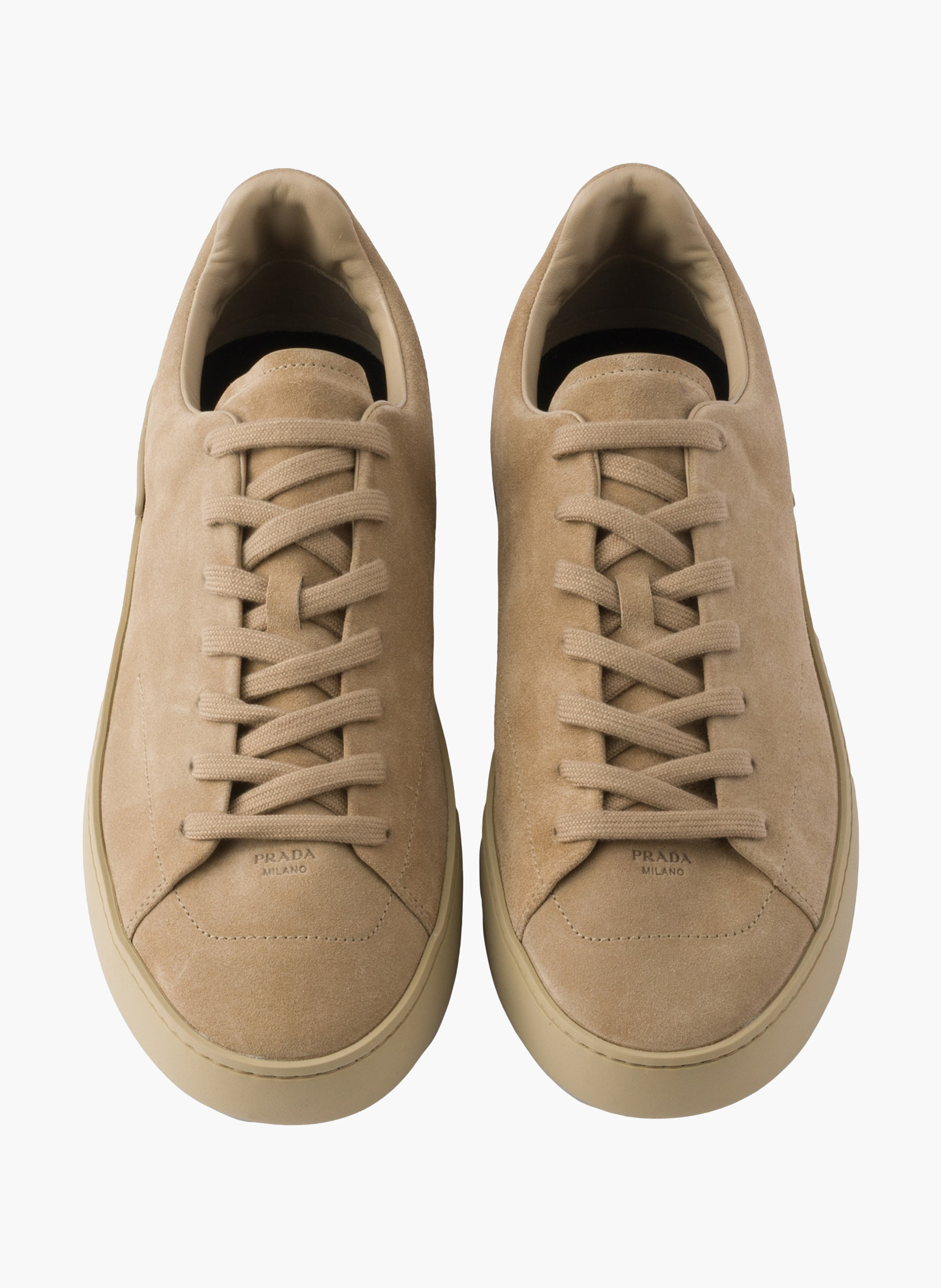 Baskets en cuir velours prada court PRADA Beige