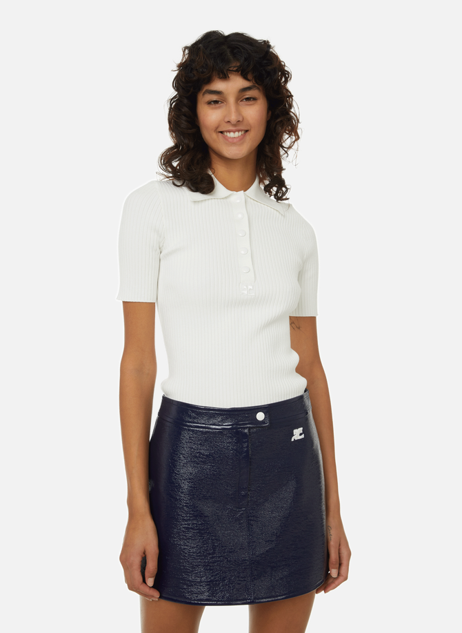 COURRÈGES ribbed knit Polo shirt