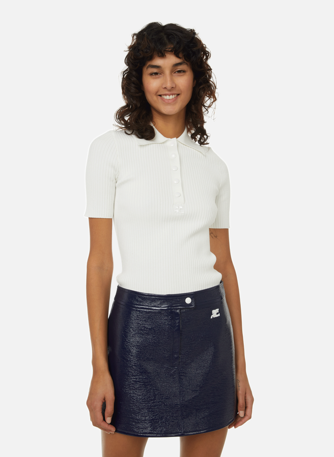 Ribbed knit polo shirt COURRÈGES