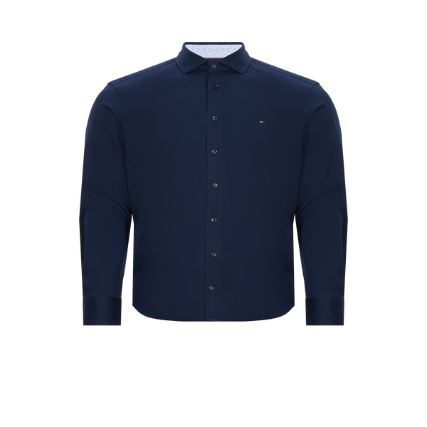 Tommy Hilfiger Long-sleeve Cotton Shirt In Blue