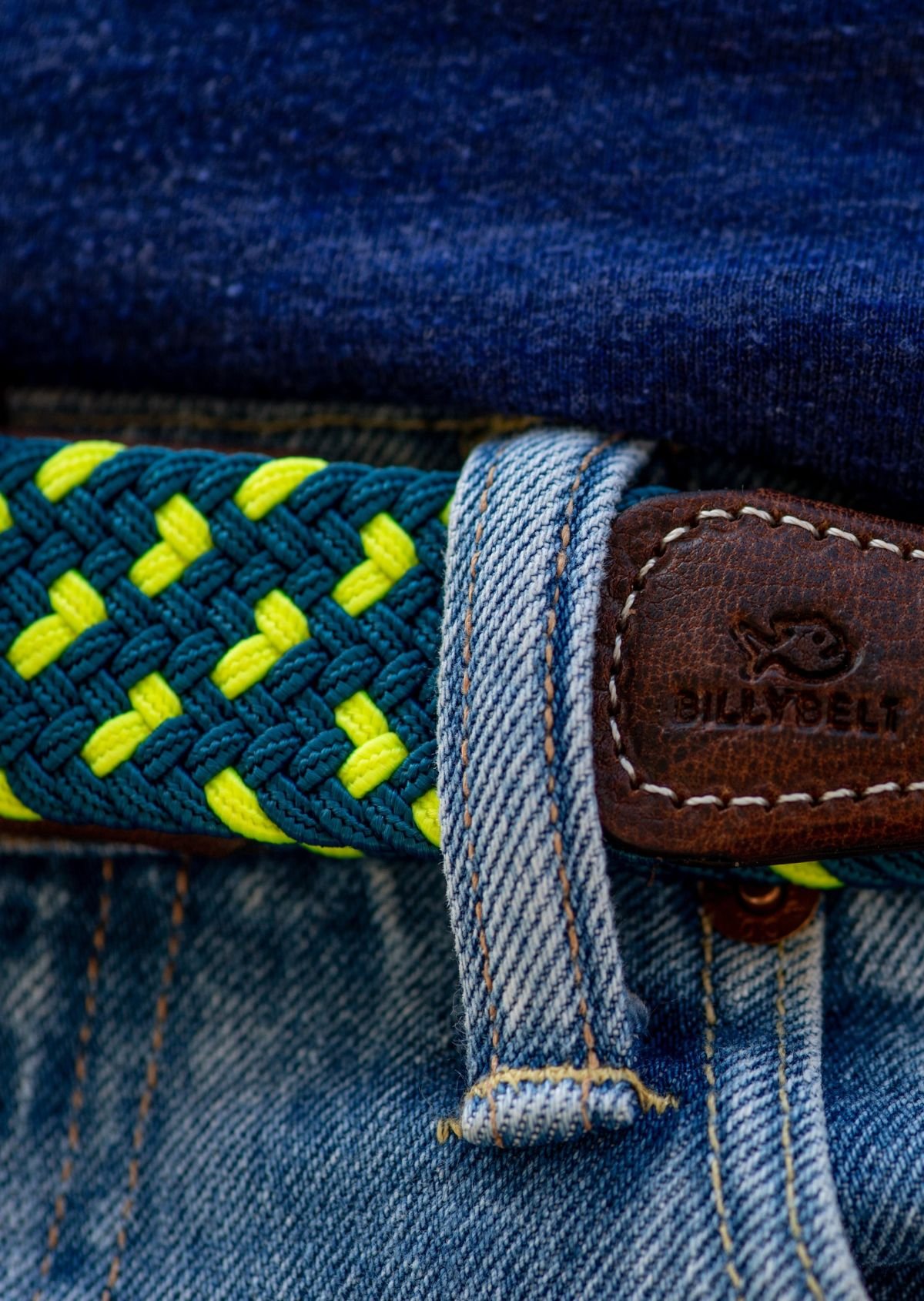 Ceinture tressée élastique multicolore BILLYBELT Vert