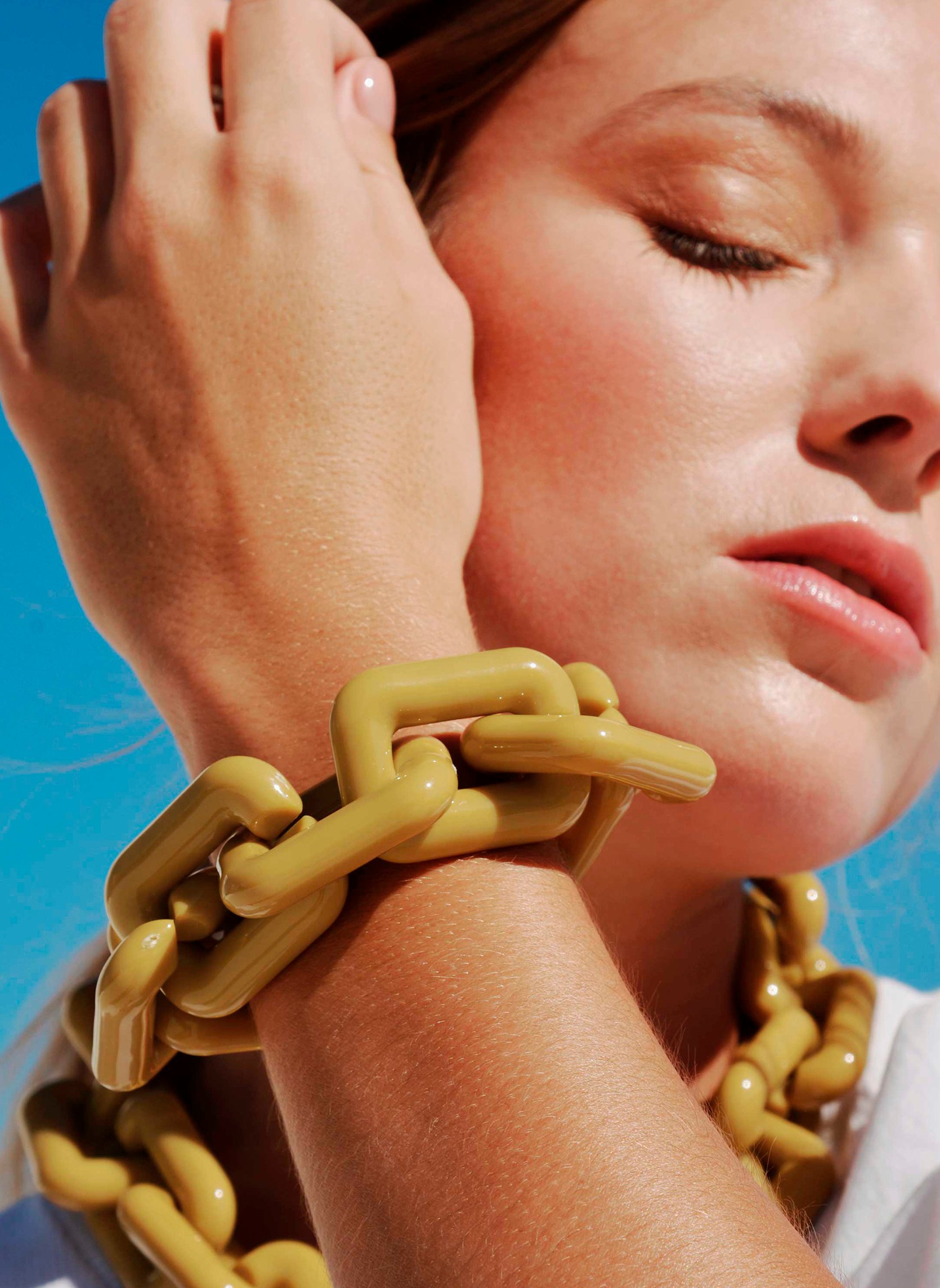 Bracelet grosse maille léger en aluminium booba HIPANEMA Vert