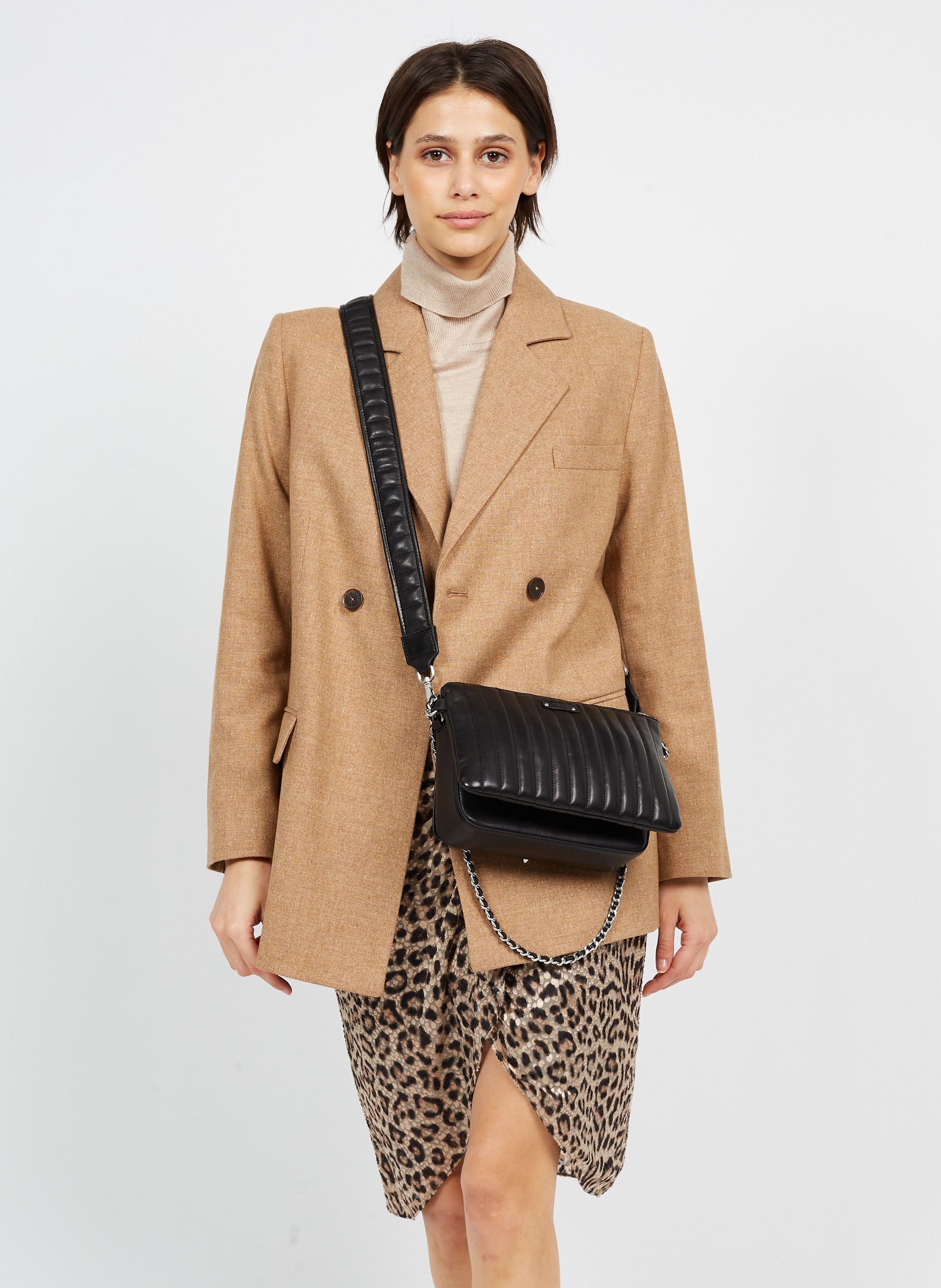 Sac bandoulière en cuir IKKS Noir