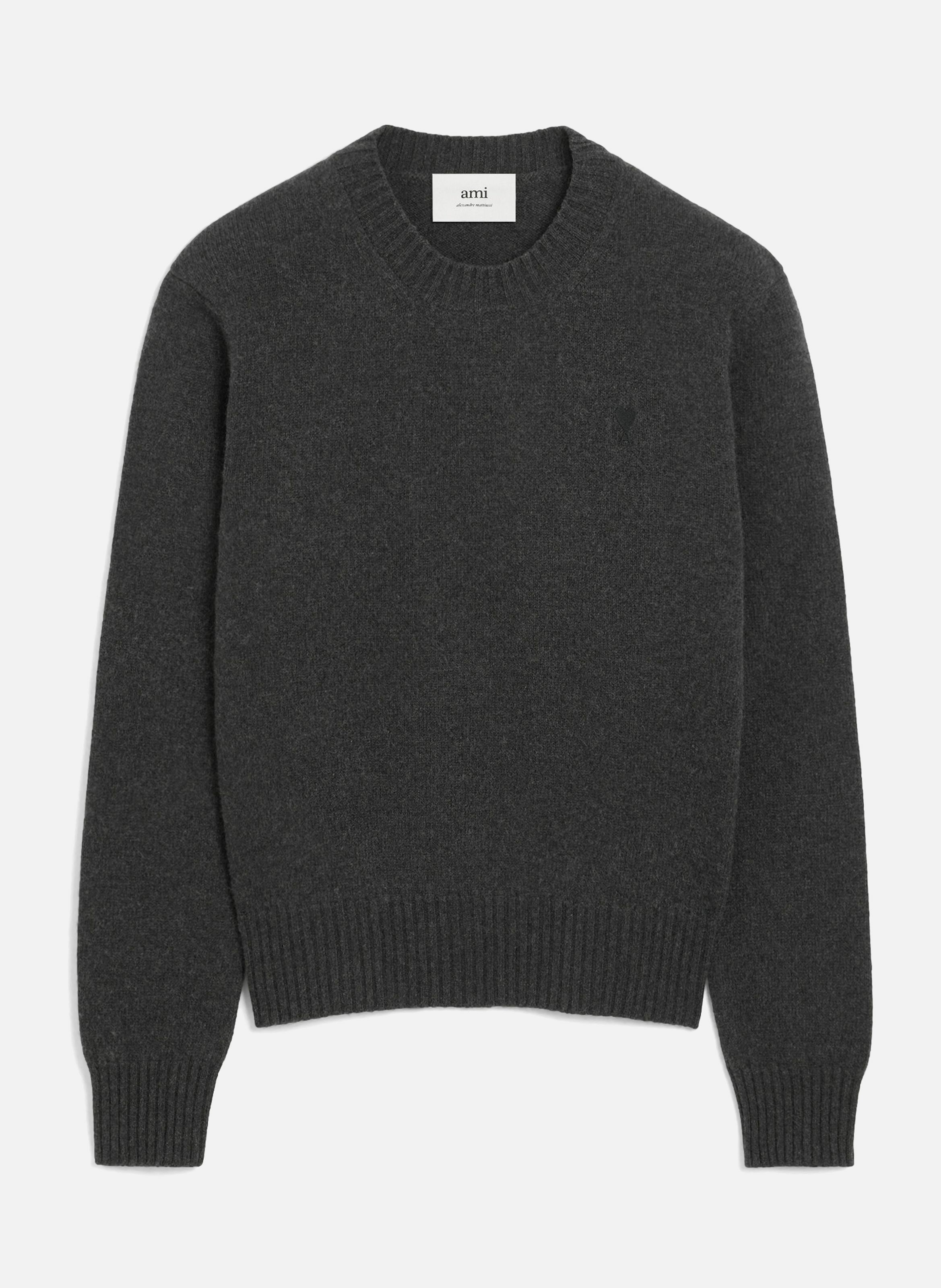 Pull col rond ami de coeur en cachemire AMI PARIS Gris