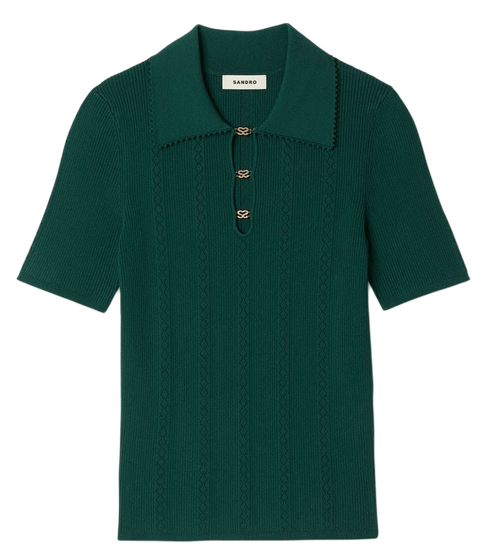 Polo manches courtes côtelé SANDRO Vert