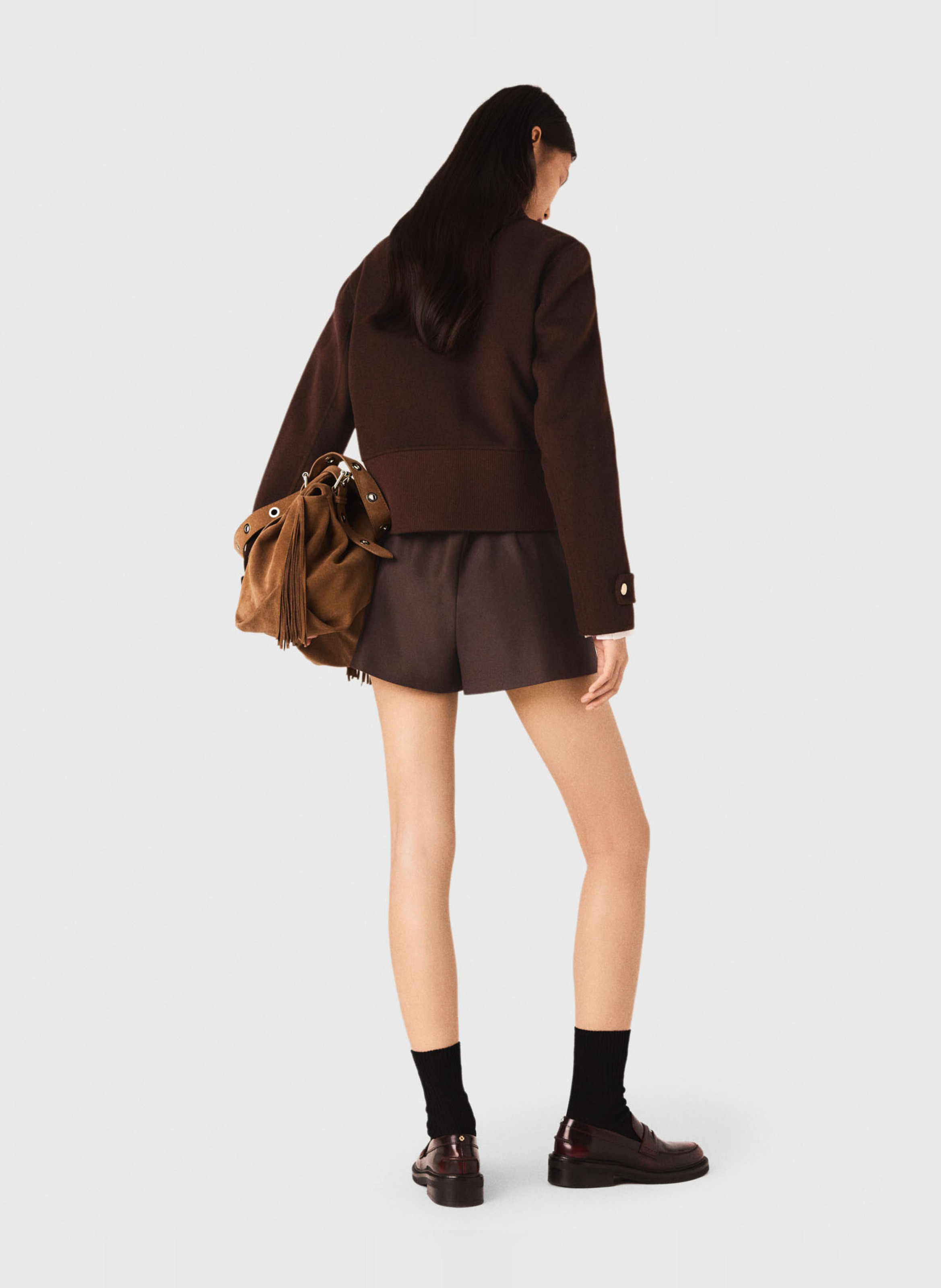 Blouson col classique en laine mélangée MAJE Marron