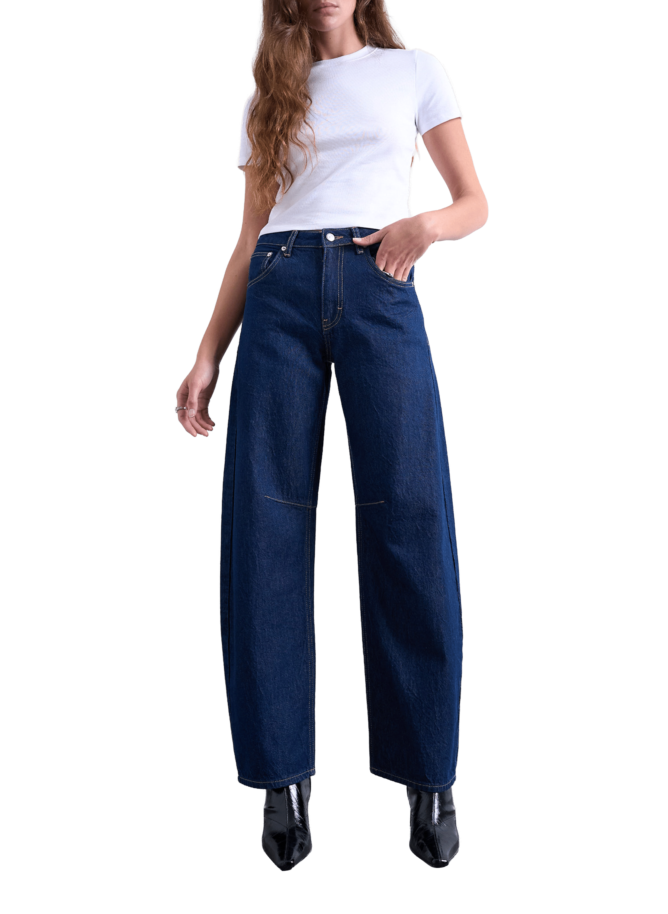 Jean large en coton TOPSHOP Bleu