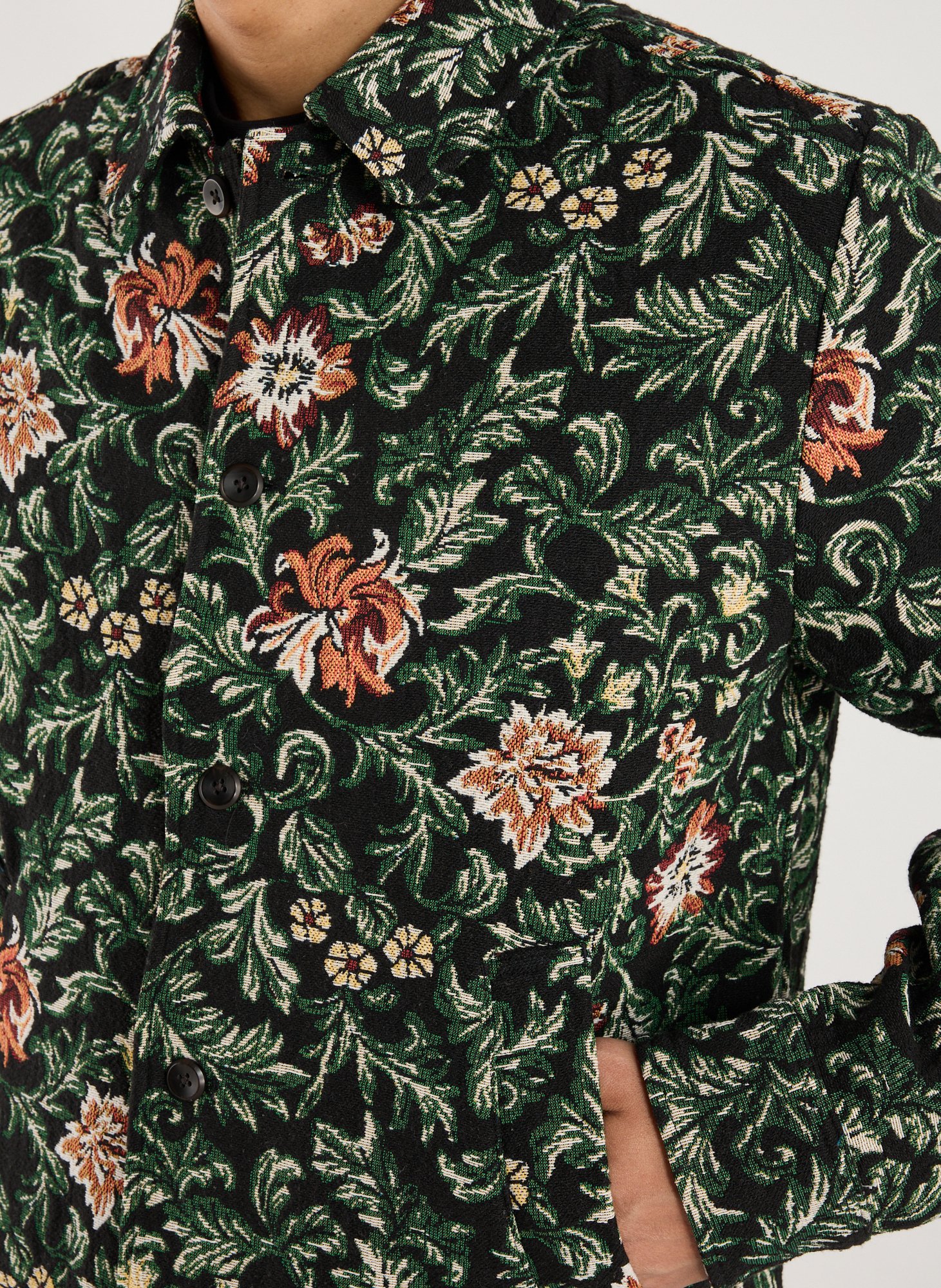 Chemise fleurie col classique LES DEUX Noir