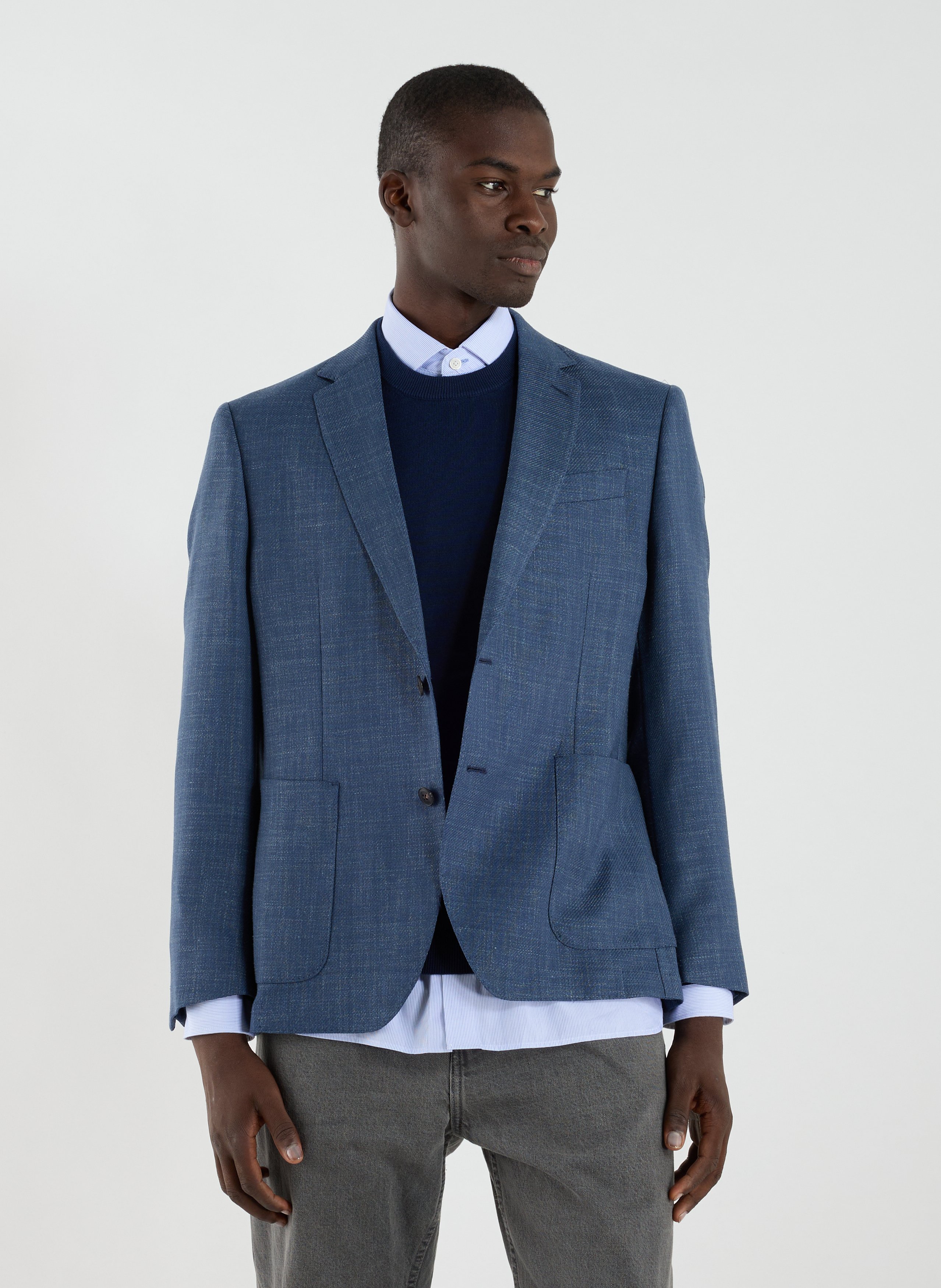 HACKETT Round-neck T-shirt with velvet screen print Blue