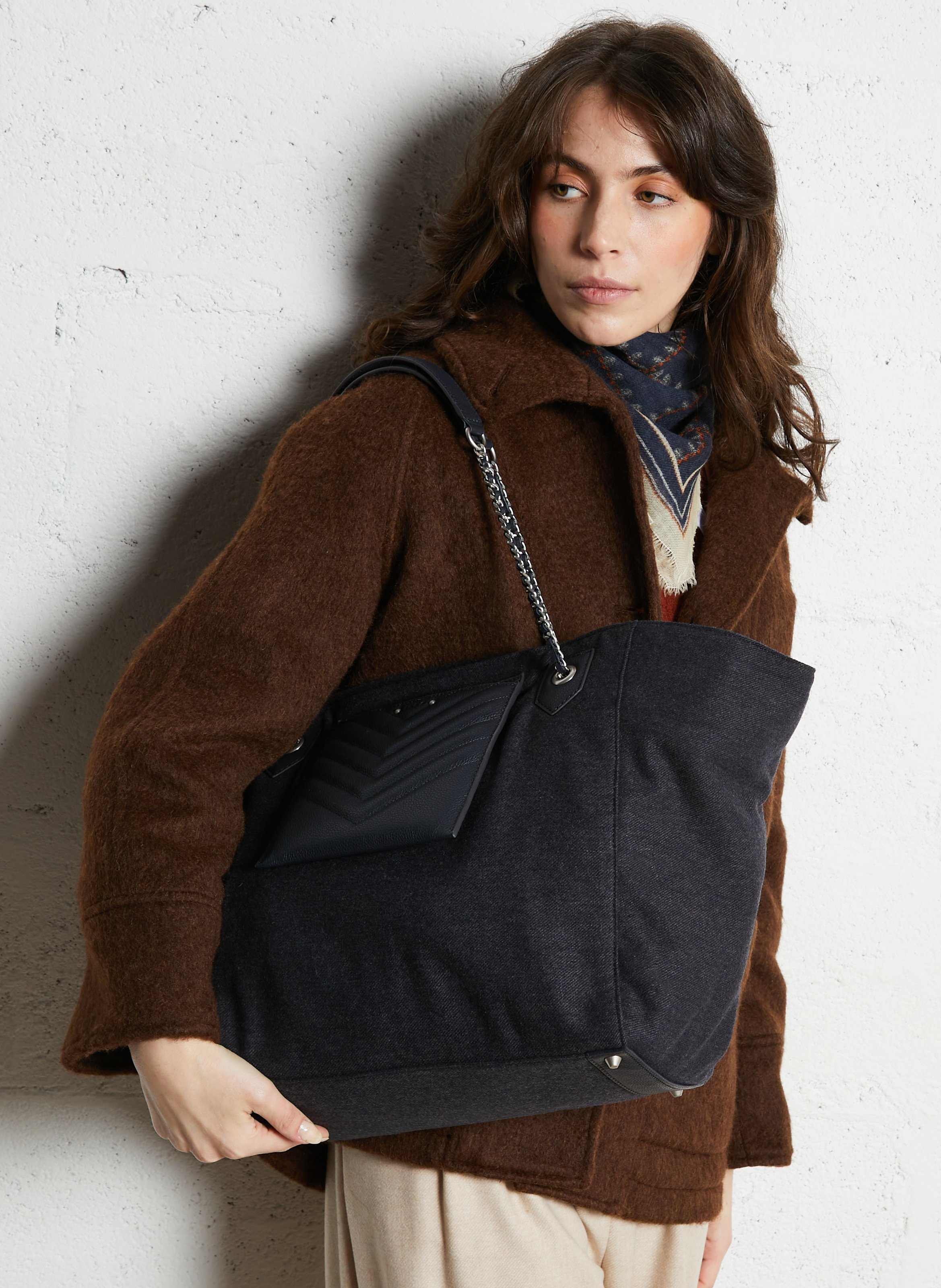 Sac cabas mix zippé 1440 xl IKKS Bleu