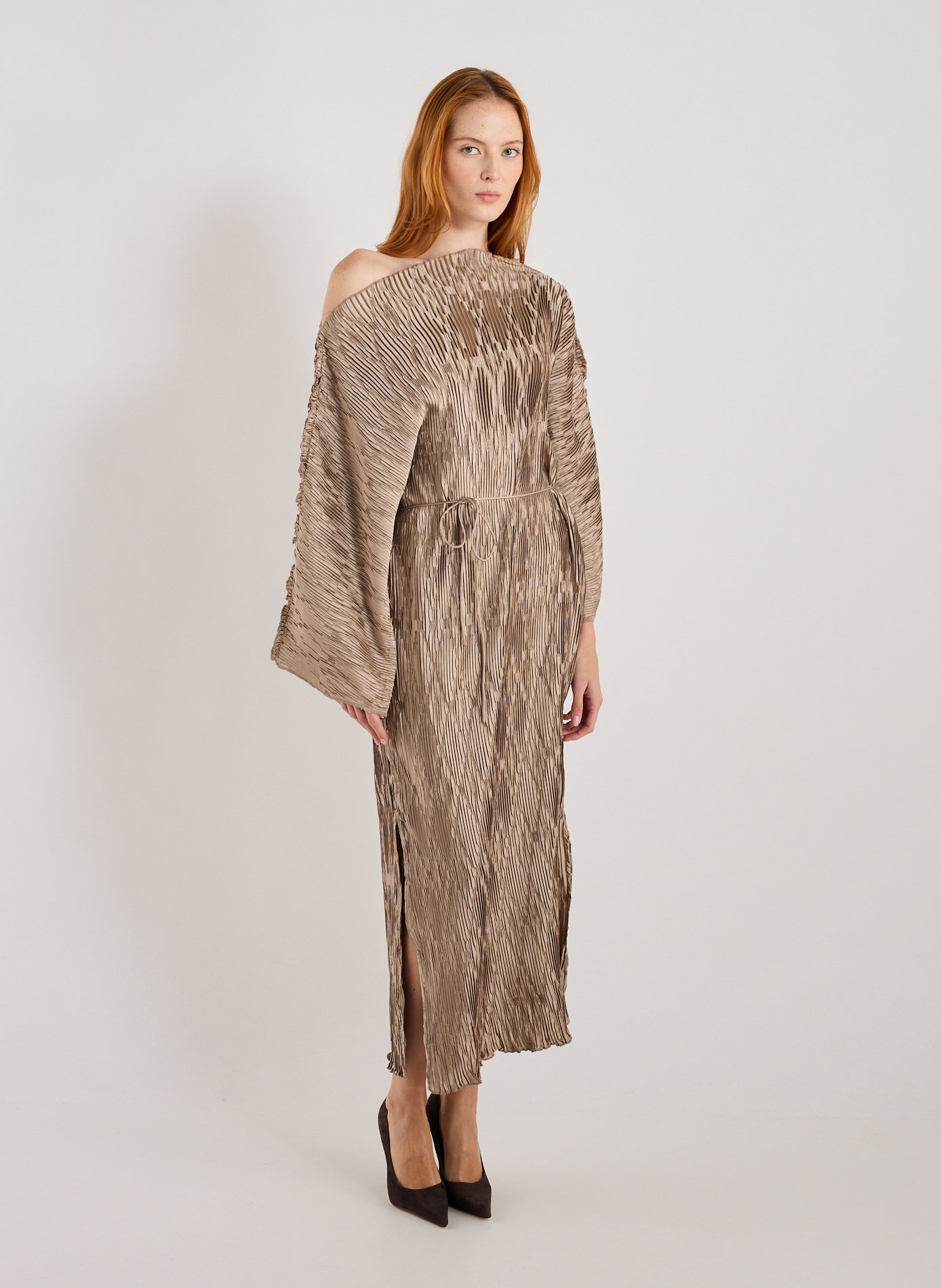 BY MALENE BIRGER Robe longue ample Tralaido plissée Beige