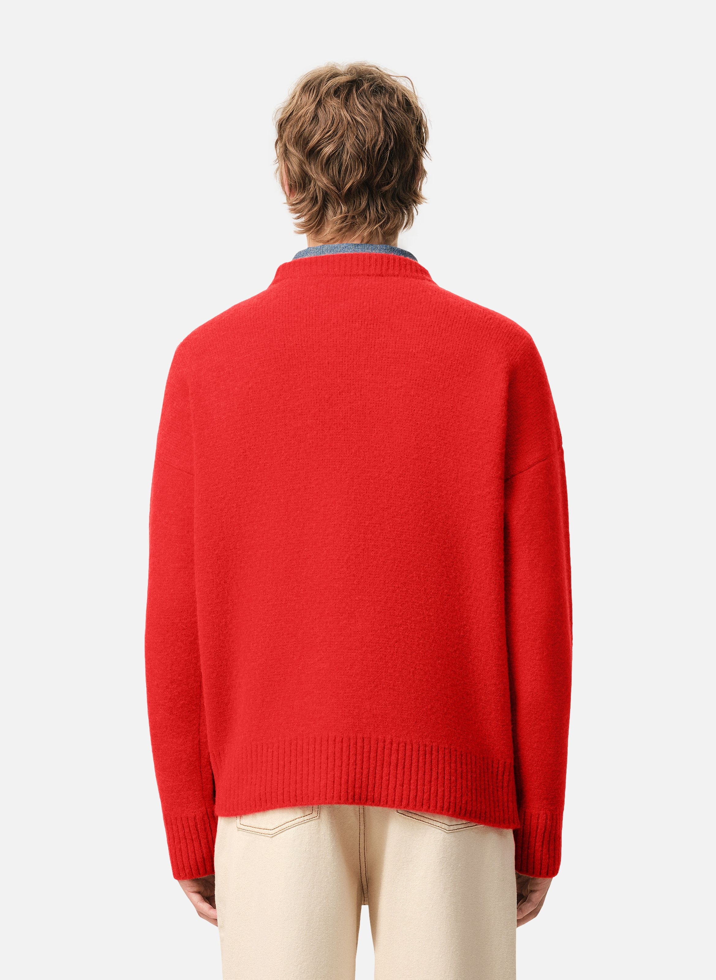 Pull col rond ami de coeur en alpaga unisexe AMI PARIS Rouge