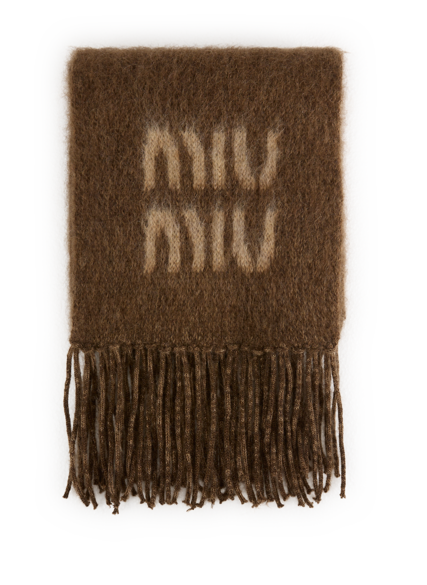 MIU MIU Scarf with a plain and checked appearance Brown