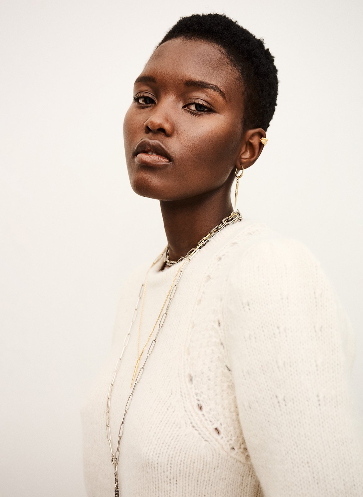 Pull court droit en laine mélangée belma BA&SH Beige