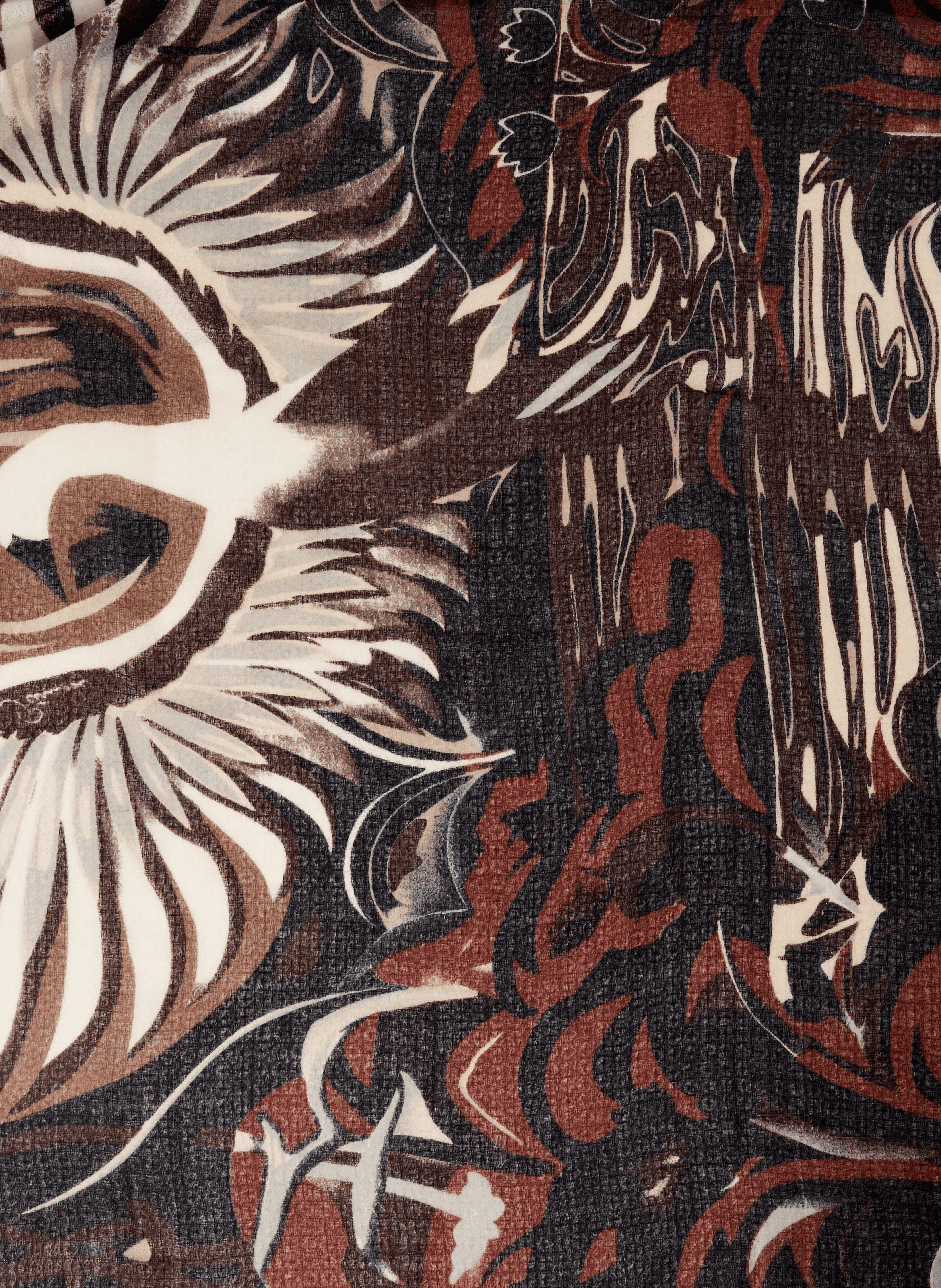 Floral printed wool and silk scarf PETRUSSE Black