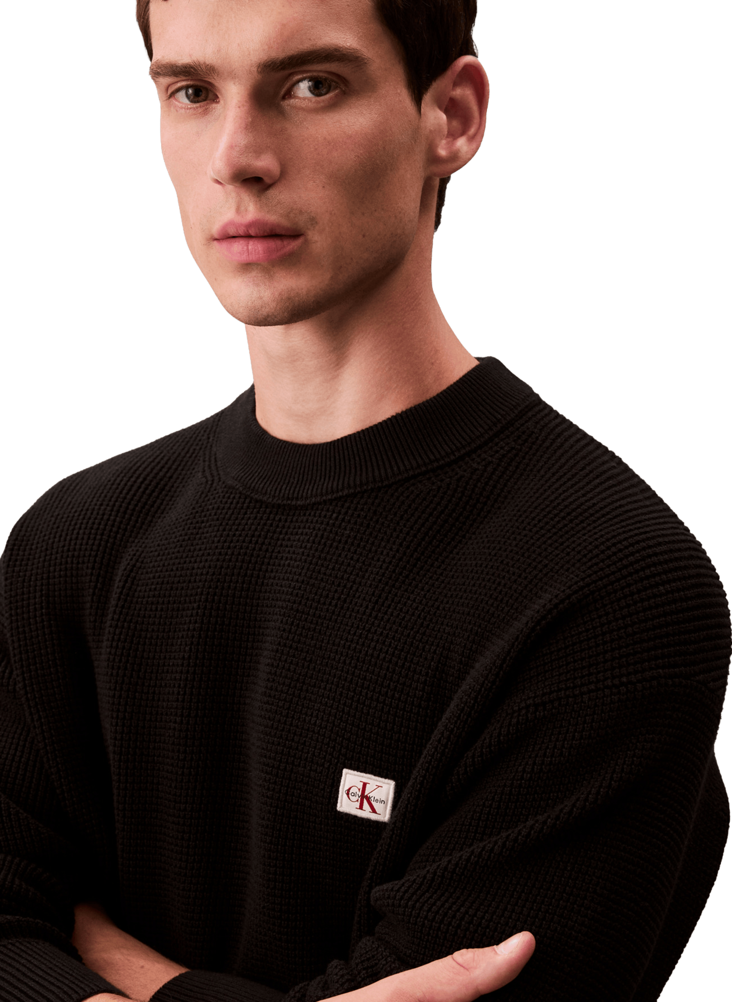 Straight round neck cotton sweater CALVIN KLEIN Black