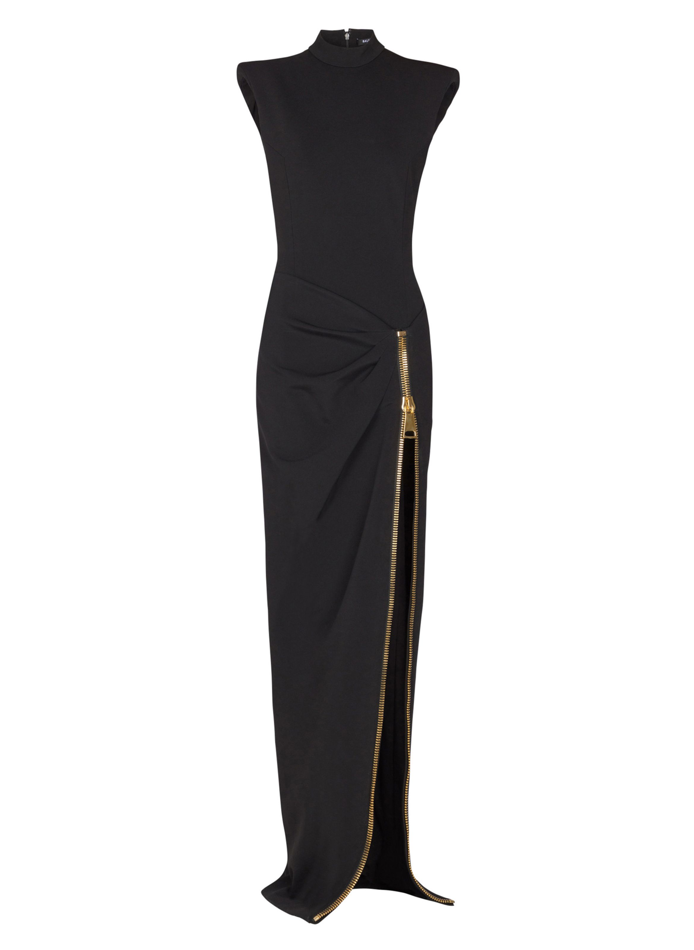 Robe longue fendue en jersey BALMAIN Noir