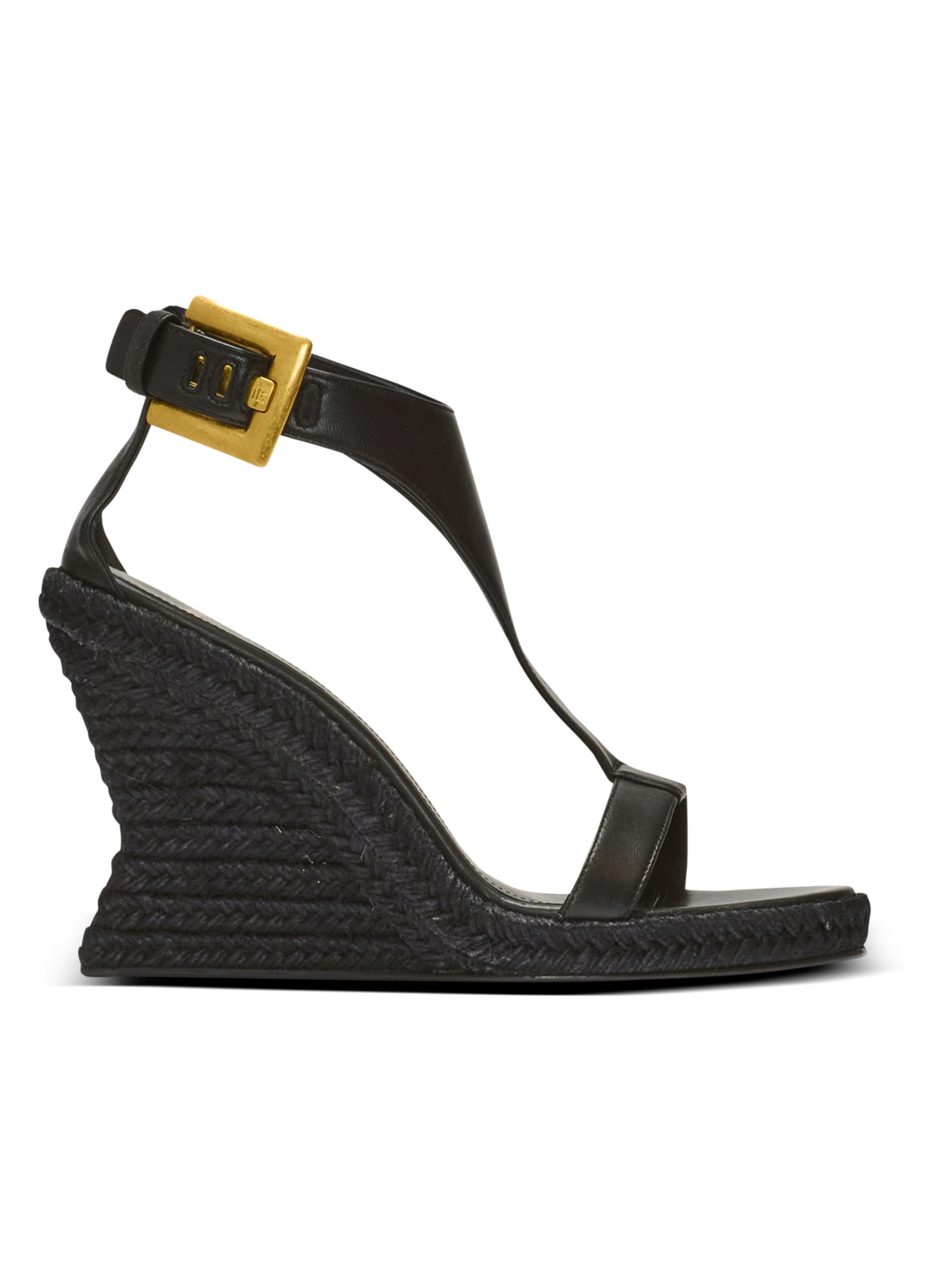 Espadrilles compensées anthem en cuir d’agneau BALMAIN Noir