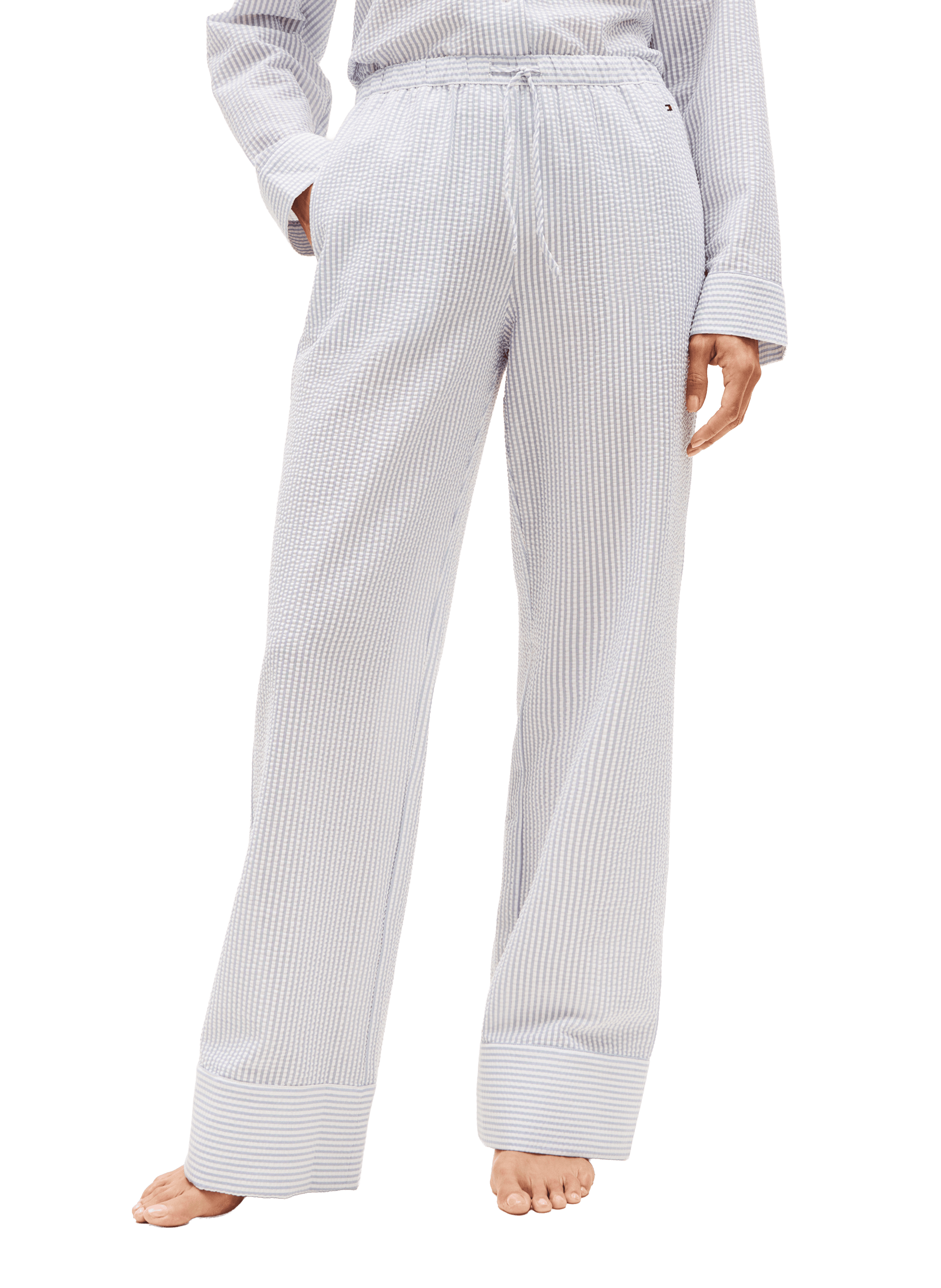 Pantalon de pyjama droit en maille gaufrée TOMMY HILFIGER Bleu