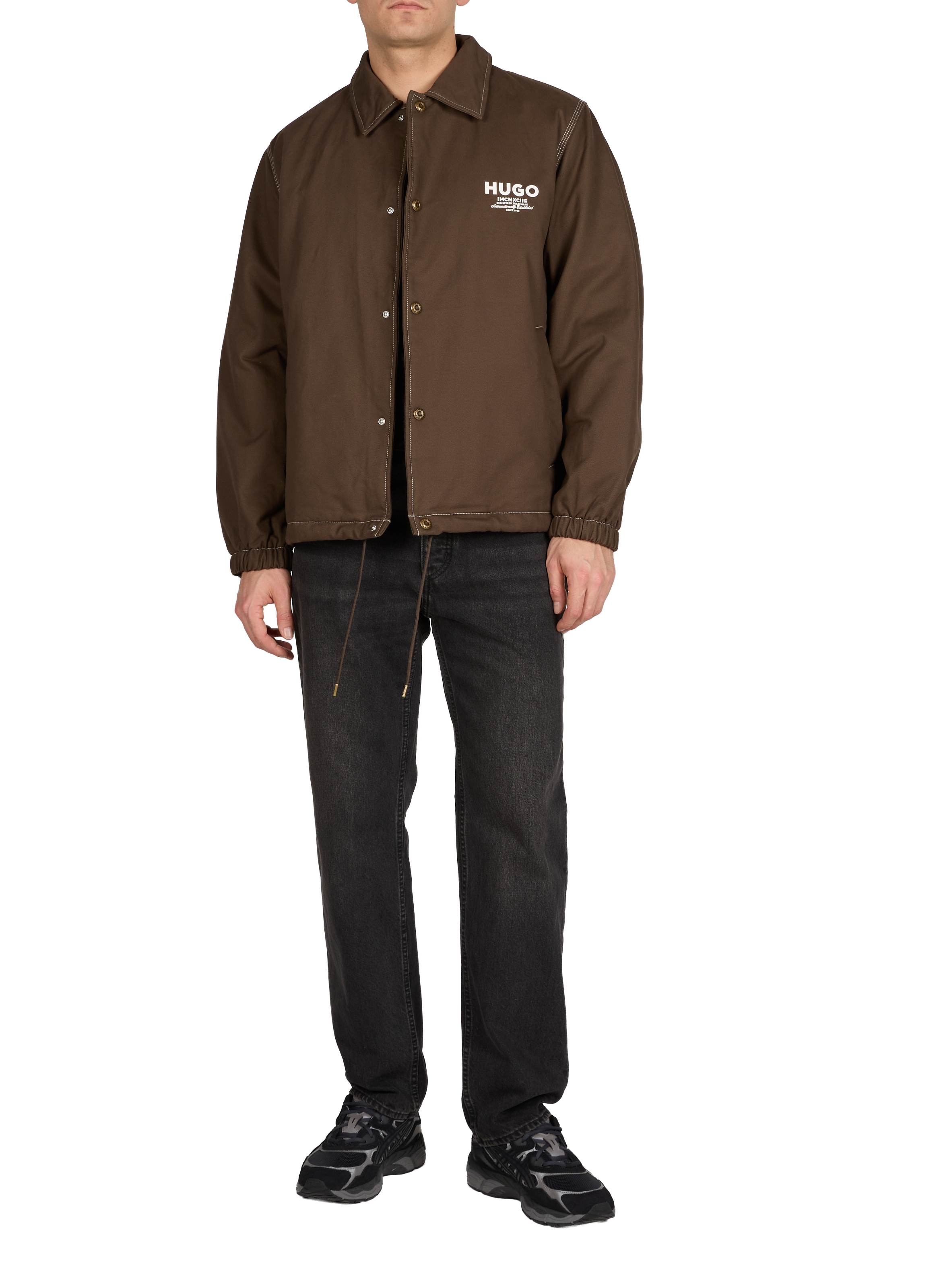 Veste ample à col classique en coton HUGO BLUE Marron