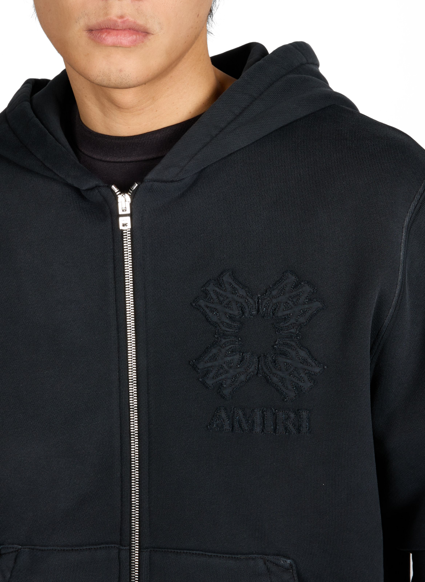 Straight zip-up Quad sweatshirt in cotton AMIRI Black