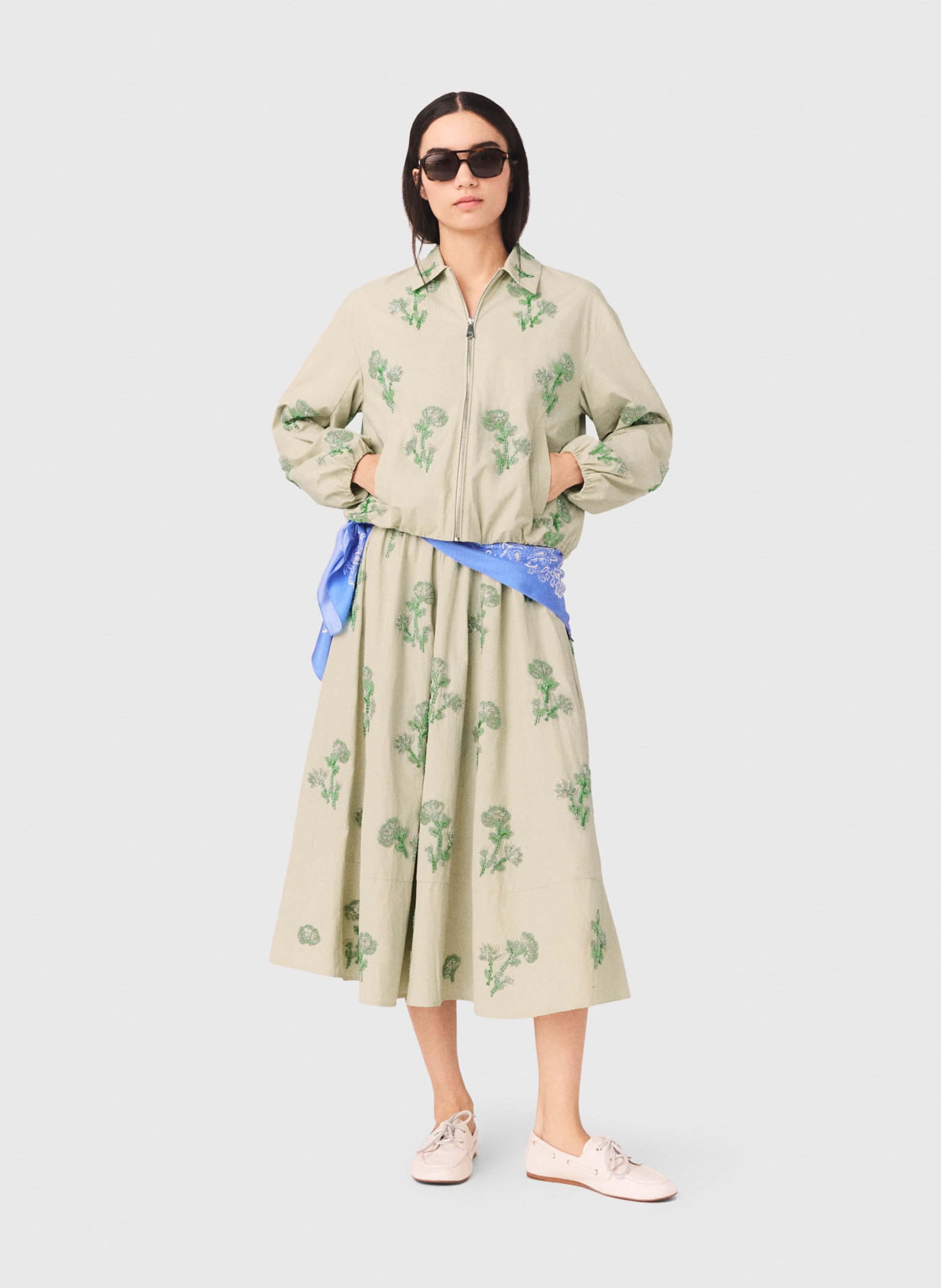 Veste droite col classique imprimée MAJE Beige