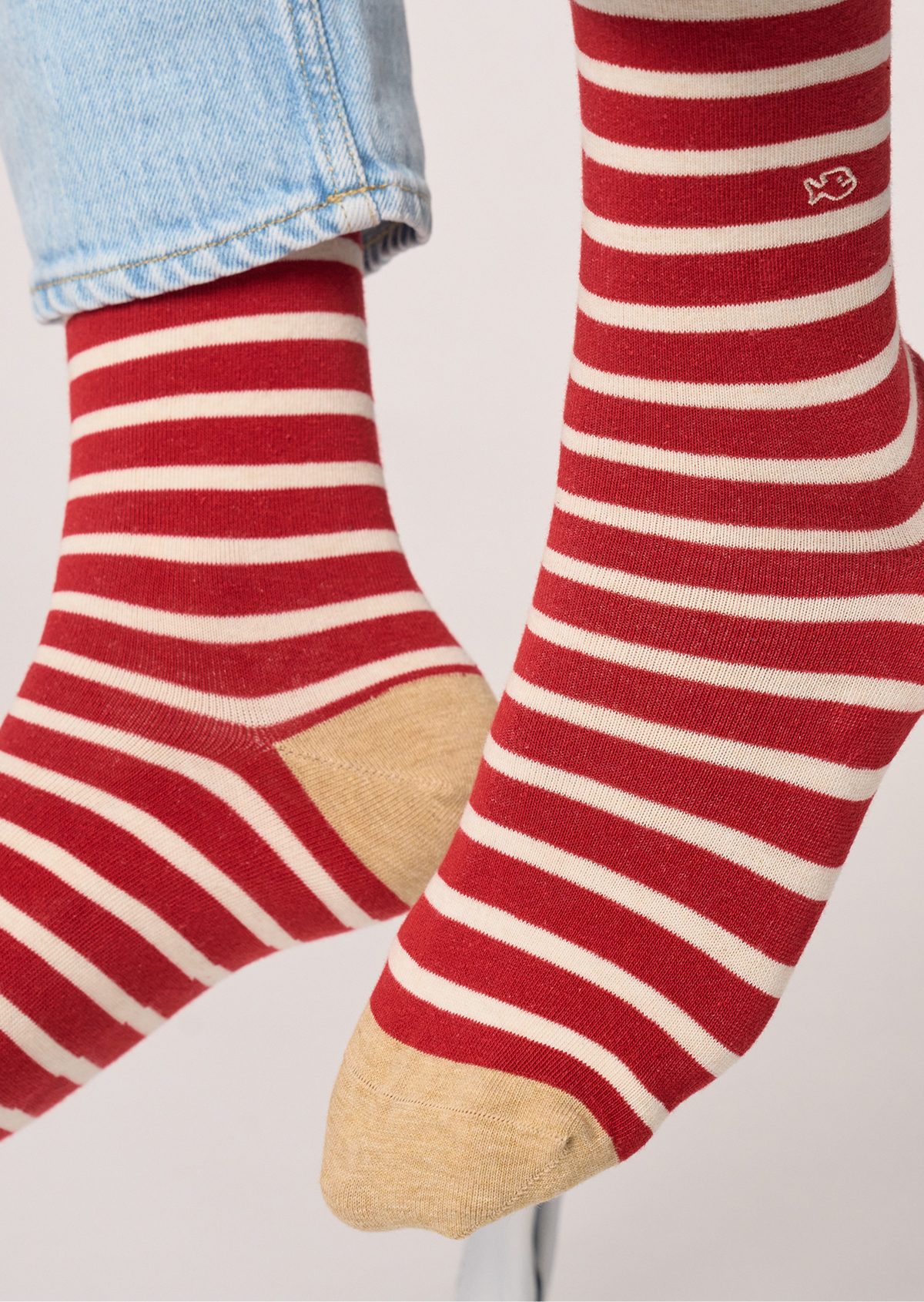 Chaussettes en coton peigné à rayures larges BILLYBELT Rouge