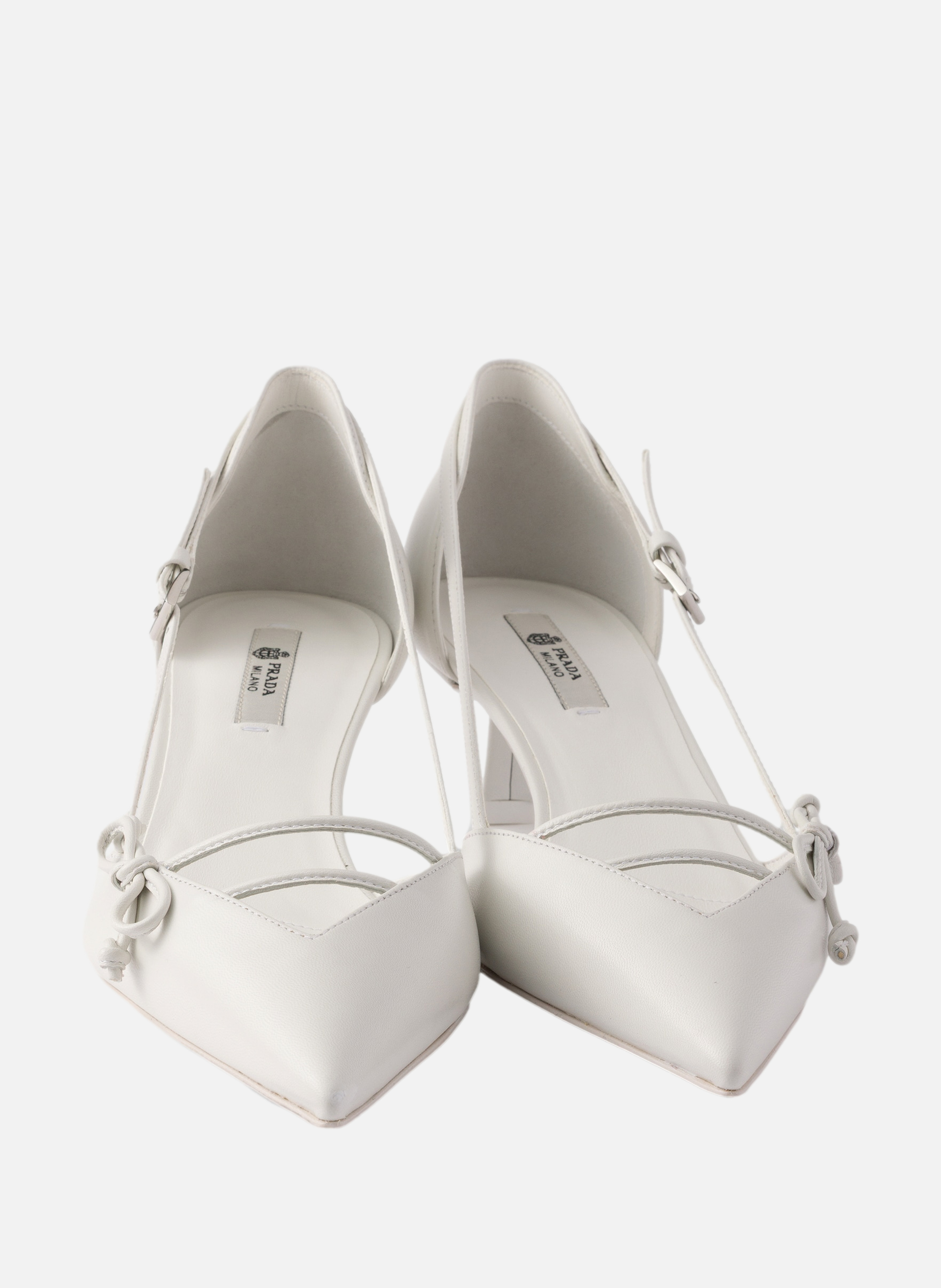 Escarpins en cuir à côtés ouverts PRADA Blanc